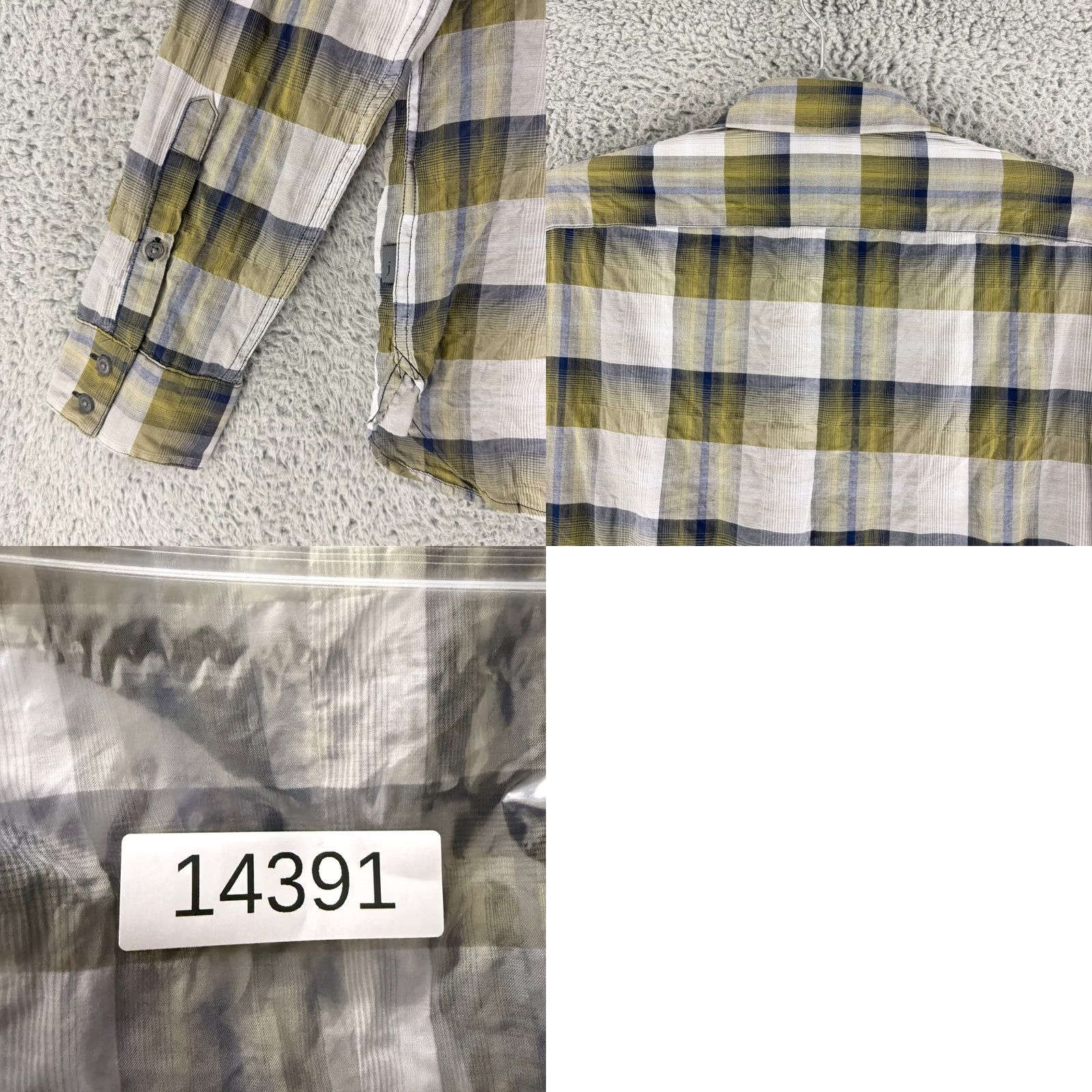 John Varvatos John Varvatos Button Down Shirt Men Large Green Plaid Long Sleeve Cotton Casual Size US L / EU 52-54 / 3 - 9 Thumbnail