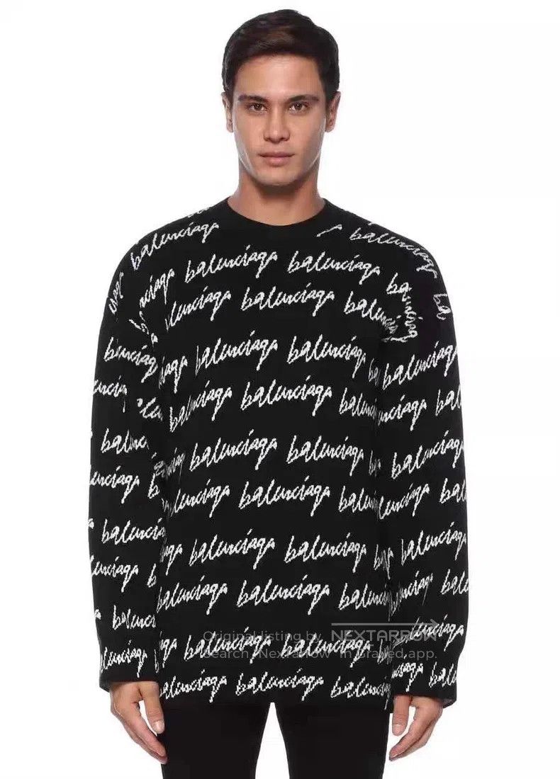Balenciaga Balenciaga Signature Logo Loose Knit Sweater Size US XS / EU 42 / 0 - 7 Thumbnail