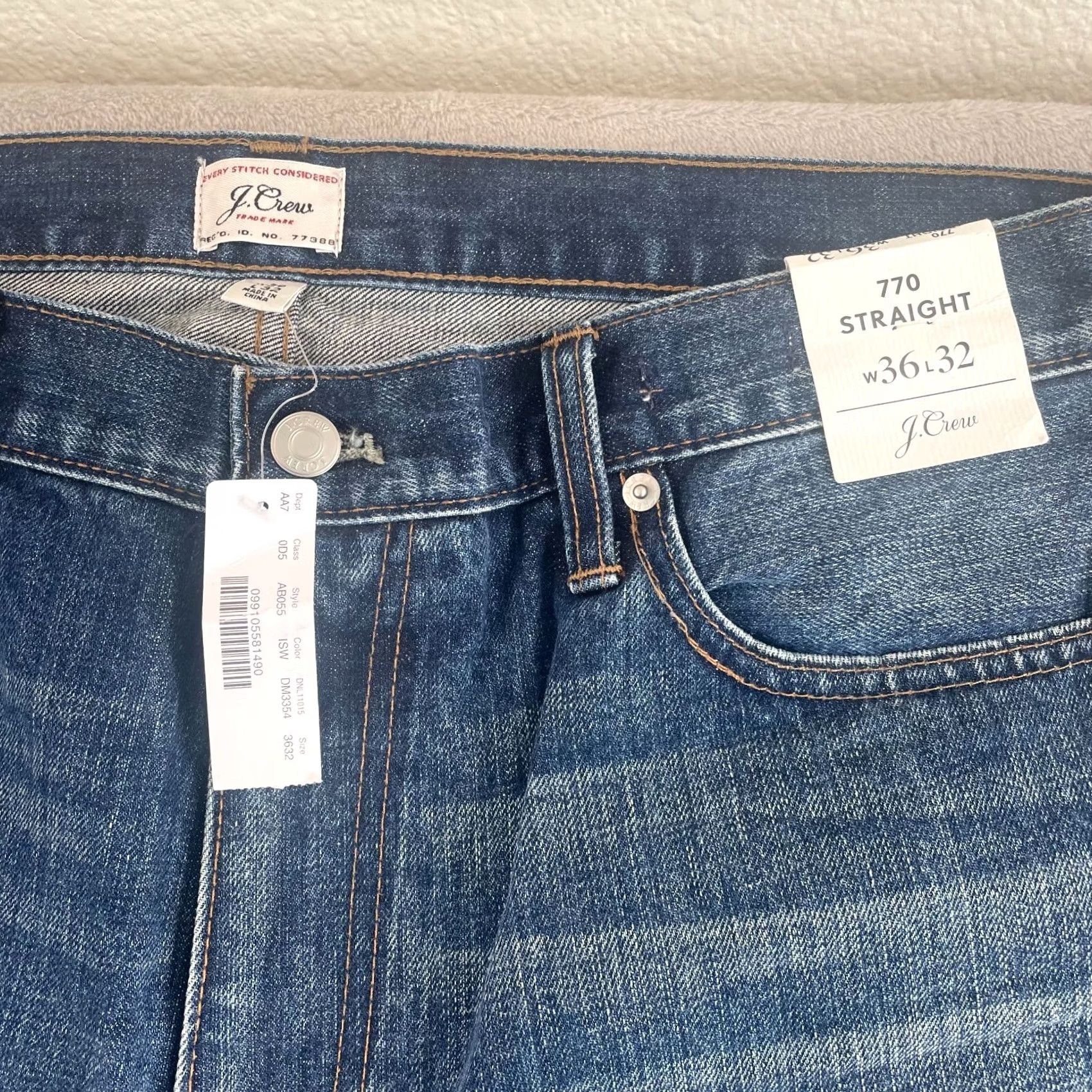 J.Crew J.CREW 770 Jeans Men 36x31 Indigo Shadow Japanese Rigid Denim NWT Jeans Size US 36 / EU 52 - 3 Thumbnail