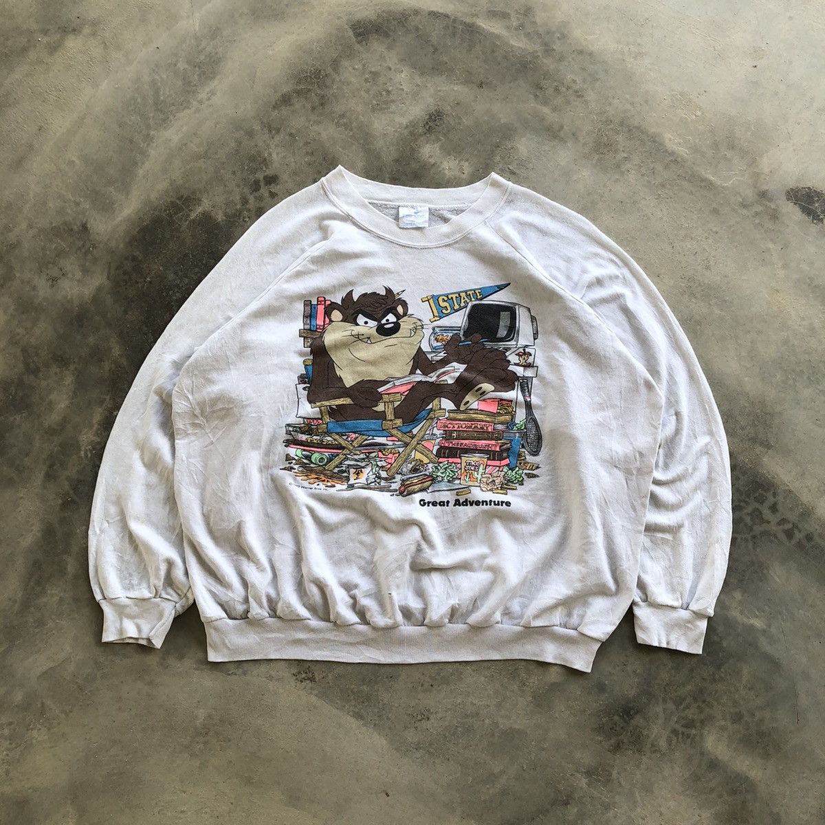 Cartoon Network × Vintage × Warner Bros Distressed TAZMANIA 1989 Warner Bros Nice Printed Sweatshirt Size US XL / EU 56 / 4 - 1 Thumbnail