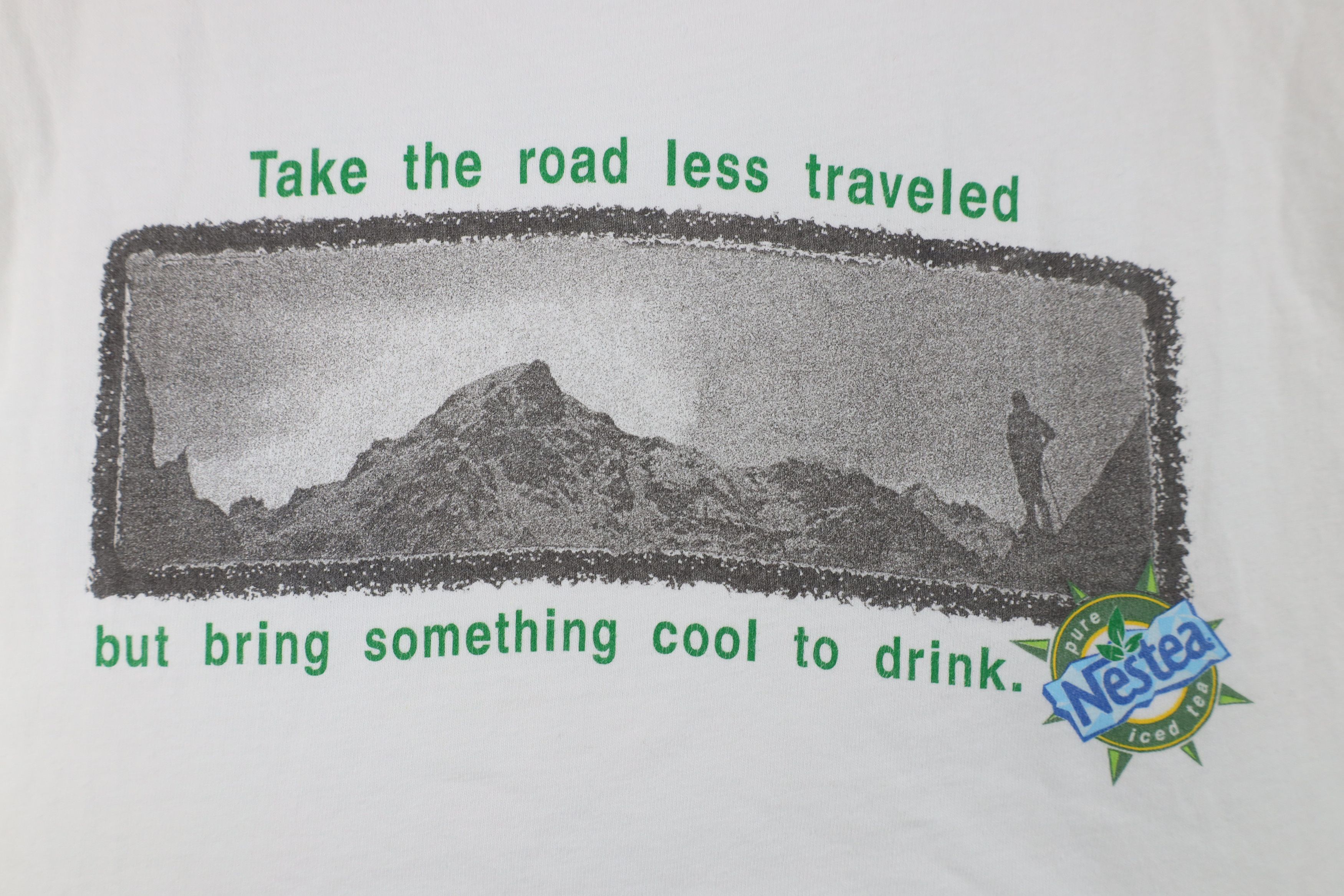 Vintage Vintage 90s Pure Nestea Iced Tea Road Less Traveled T-Shirt Size US L / EU 52-54 / 3 - 8 Thumbnail