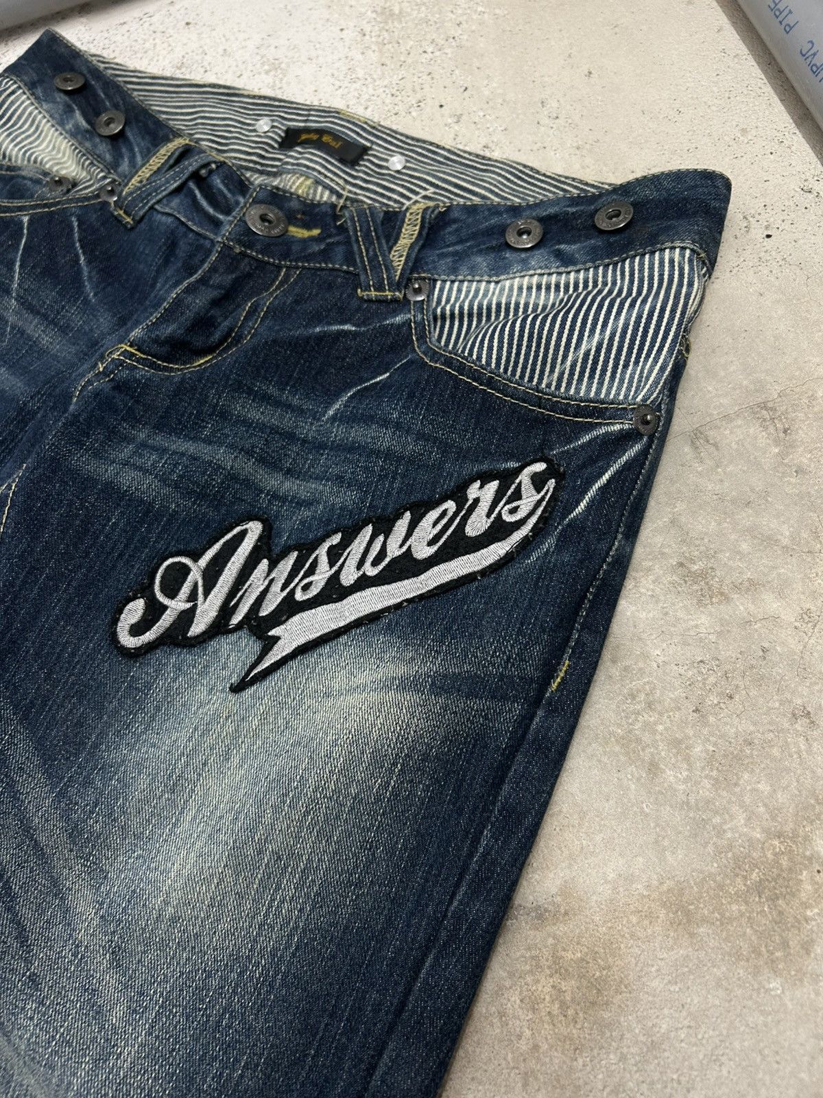 Hysteric Glamour Vintage Flared Jeans Patches Whiskering Mud Washed Size US 31 - 5 Thumbnail