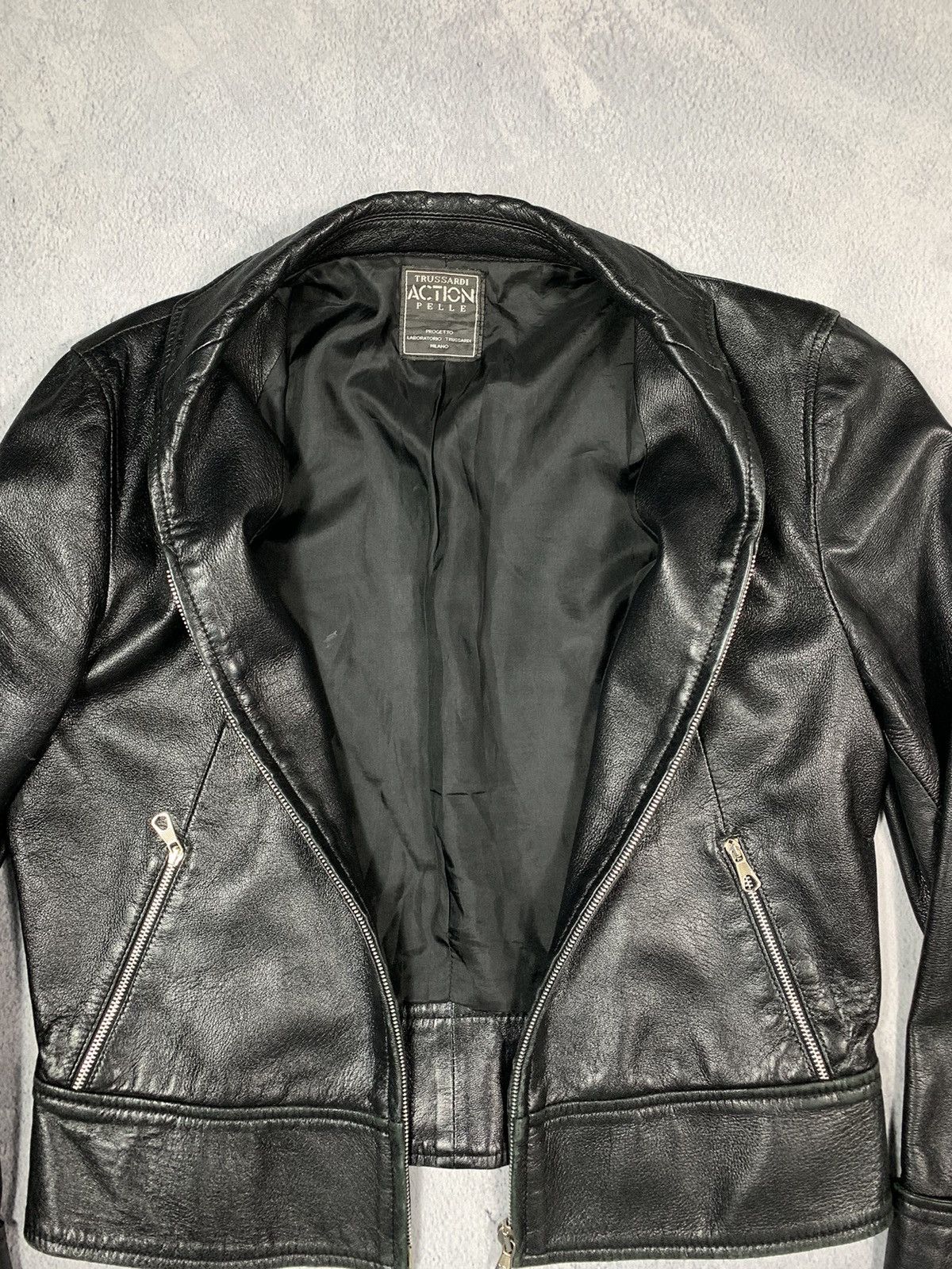 Trussardi × Vintage Vintage 90s Trussardi leather jacket blazer opium bondage Size L / US 10 / IT 46 - 8 Thumbnail