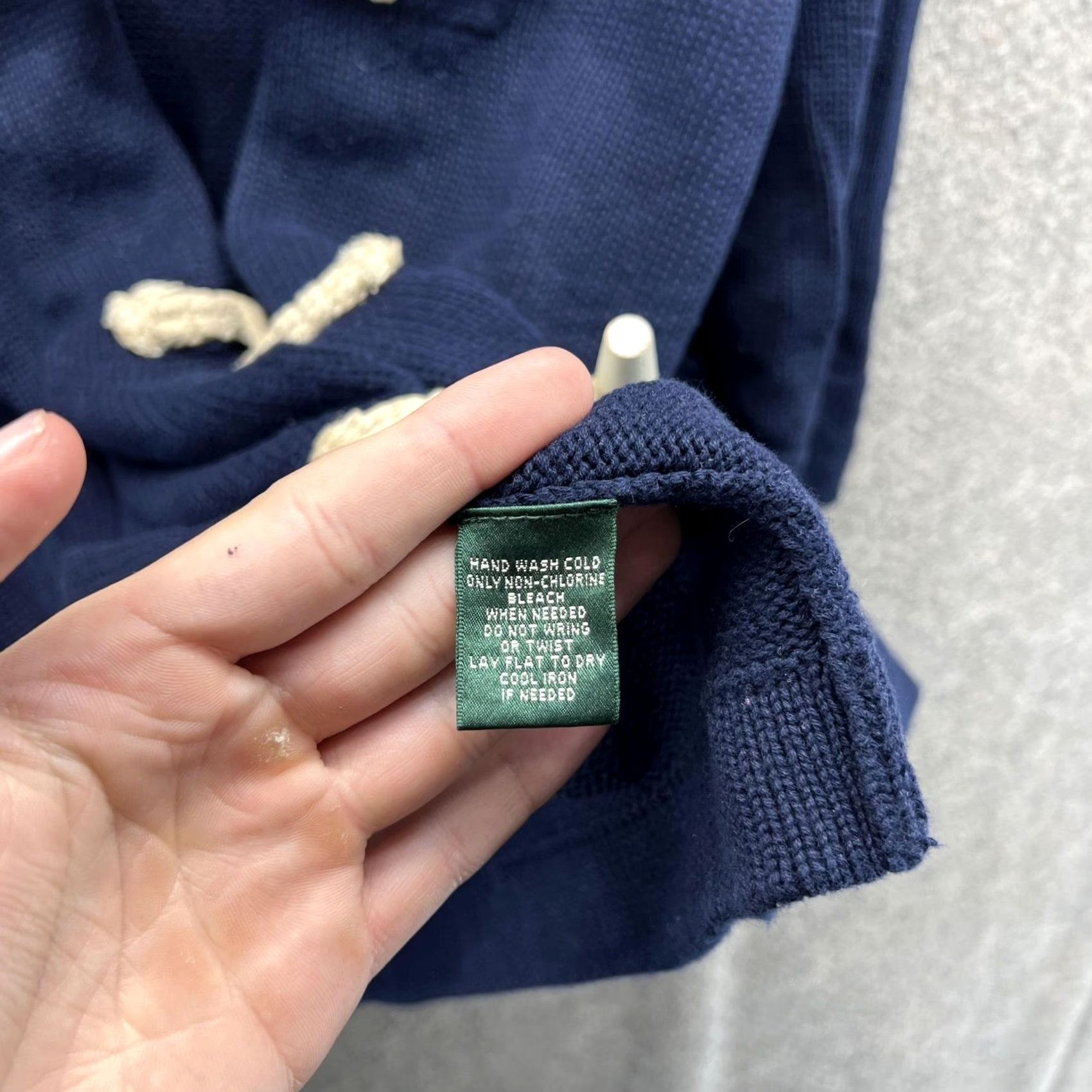 Ralph Lauren VINTAGE Lauren Jeans Company Sweater Womens Large Navy Hooded Toggle Cardigan Cotton Size L / US 10 / IT 46 - 4 Thumbnail