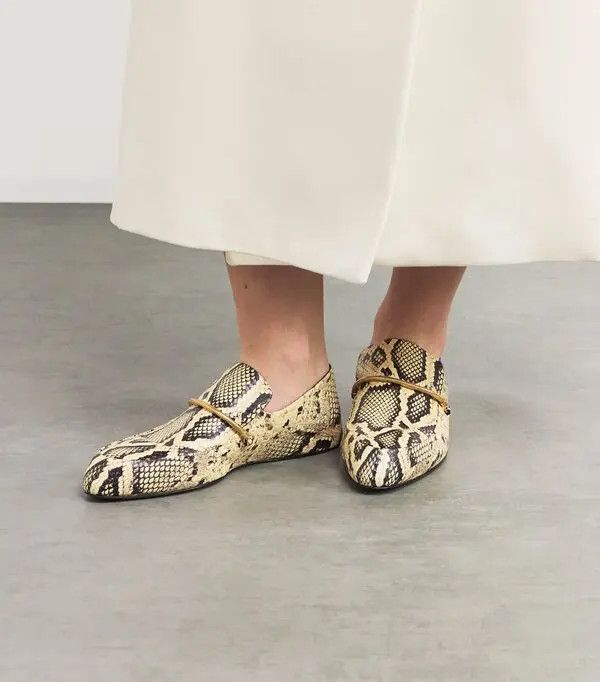 Jil Sander o1loc1c0426 Leather Snakeskin Effect Loafers in Beige Size US 10 / IT 40 - 6 Thumbnail