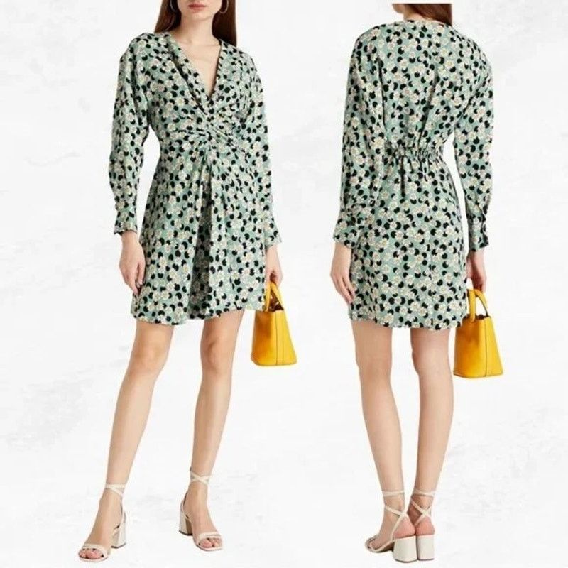 Sandro Sandro Angele Ruched Floral Printed Linen-Blend Mini Dress Size M / US 6-8 / IT 42-44 - 1 Thumbnail