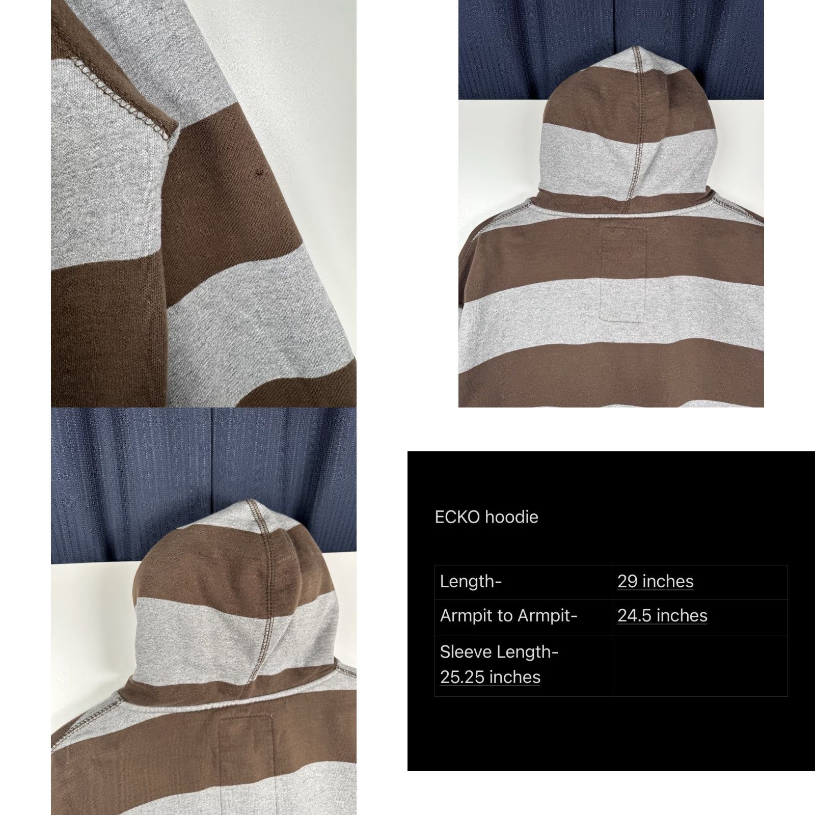 Ecko Unltd. VINTAGE Ecko Unltd. Hoodie Full Zip Striped Gray Brown Men’s L - Y2K Sweatshirt Fashion Sports Logo Crew Neck All Seasons Mens Size US L / EU 52-54 / 3 - 9 Thumbnail