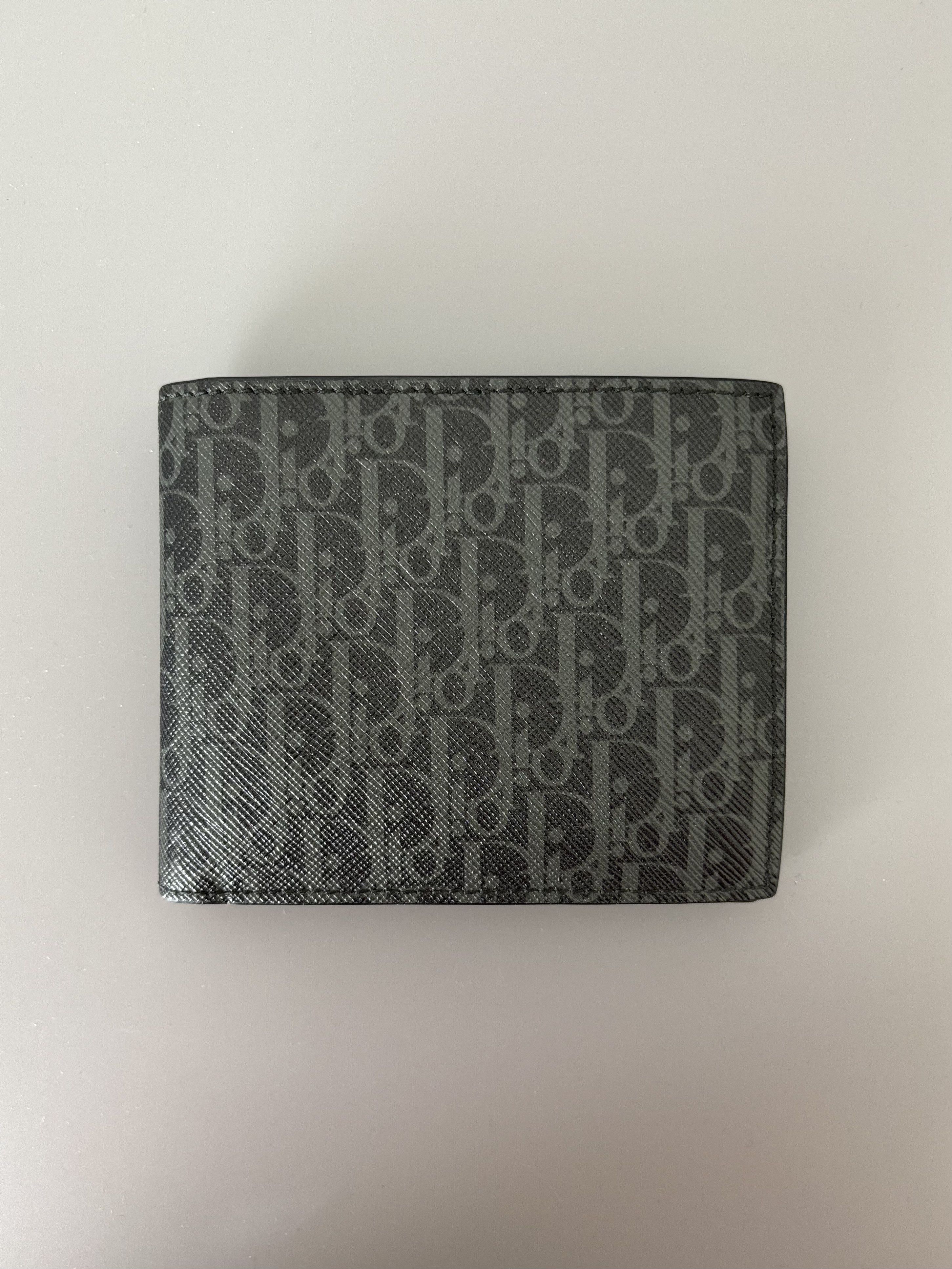 image of Christian Dior Homme Oblique Canvas Bi-Fold Wallet in Black, Men's