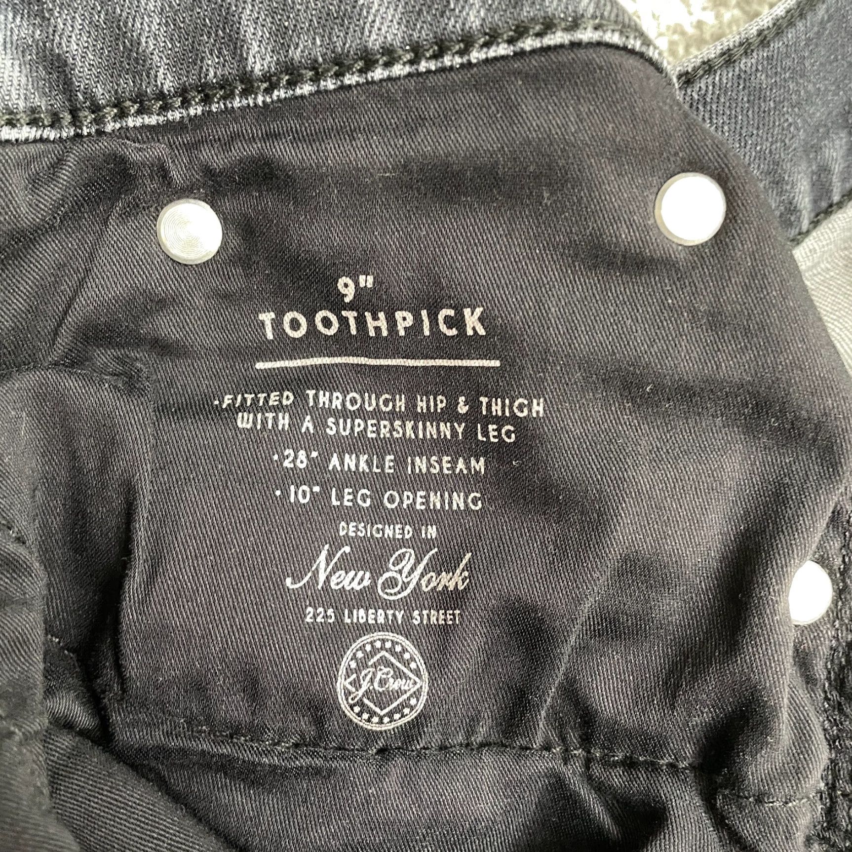J.Crew J.Crew Jeans Main Selling Point Bonded Skinny Denim 9" Toothpick Womens 32 Black Washed Stretch Size 24" / US 00 / IT 34 - 7 Thumbnail