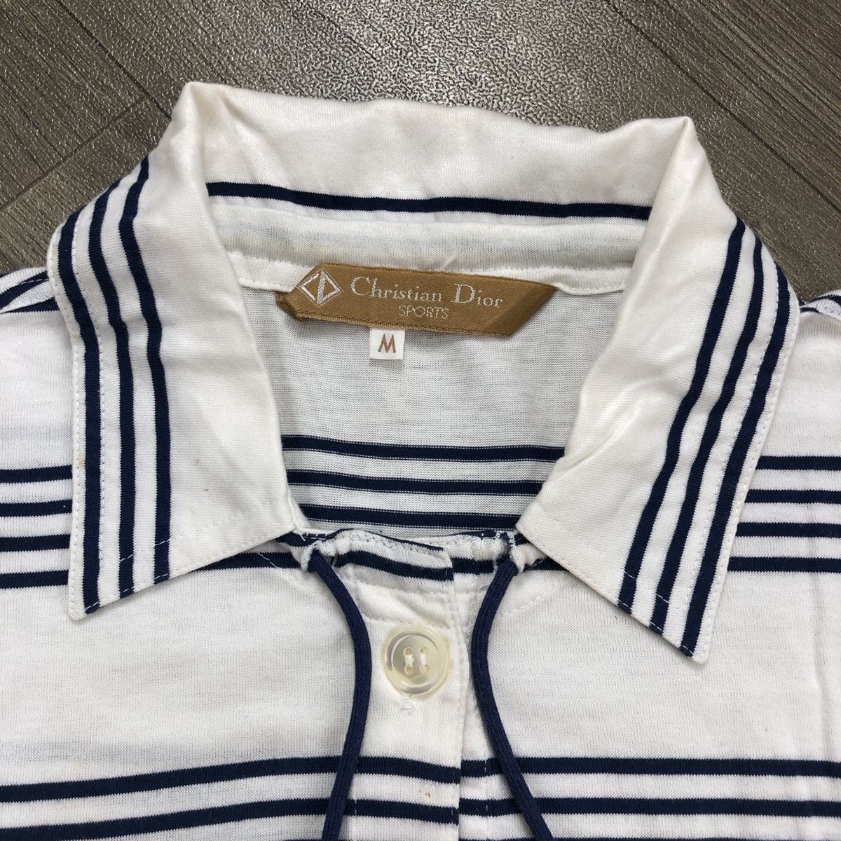Dior × Vintage Vintage 80s Christian Dior Sport Luxury Striped Polo Shirt Size US M / EU 48-50 / 2 - 4 Thumbnail