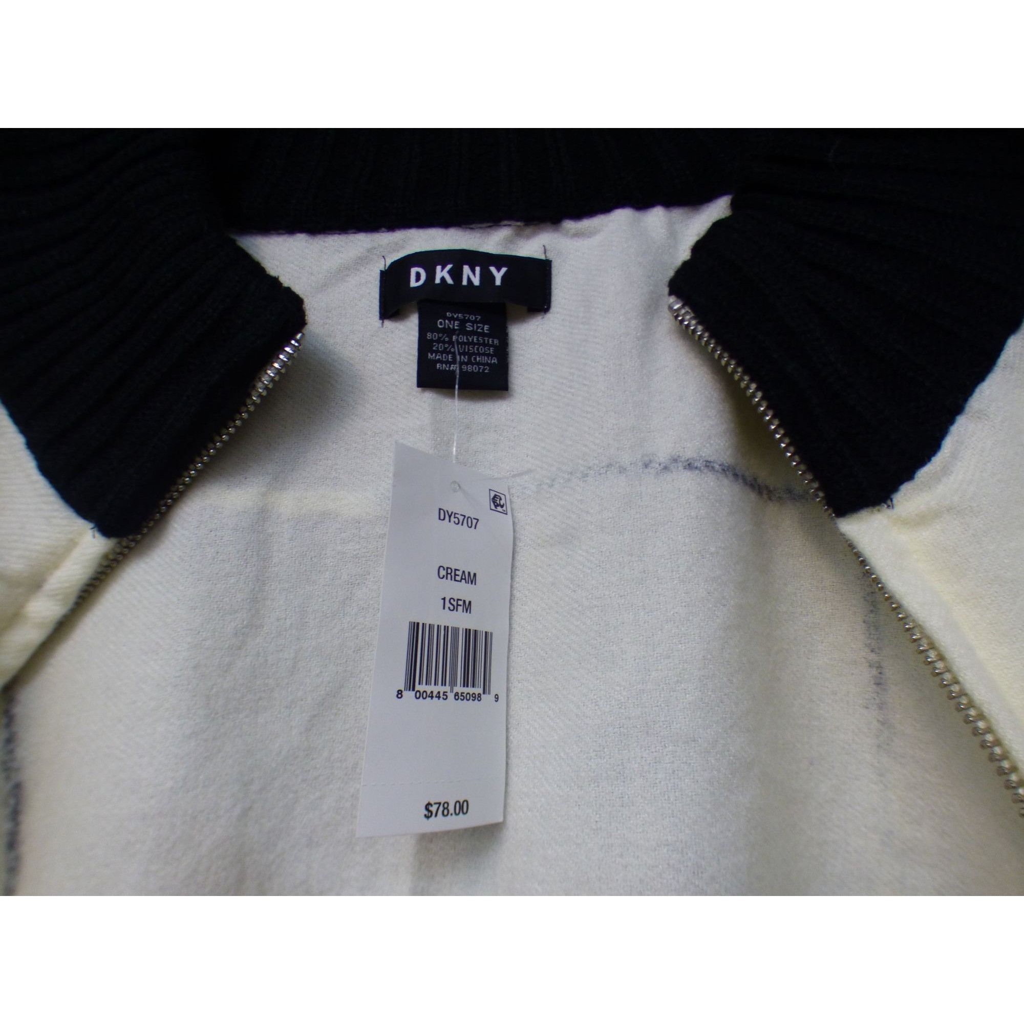 DKNY DKNY Zip Front Ombre Twist Full Zip Ruana / Poncho , Cream 1 Size ONE SIZE - 6 Thumbnail