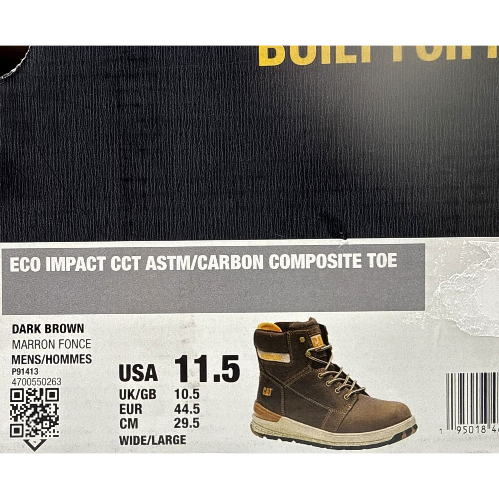 Caterpillar Caterpillar Eco Impact Boot Dark Brown Mens 11.5 Wide Carbon Composite Toe Leather W Mens Boots Size US 12 / EU 45 - 7 Thumbnail