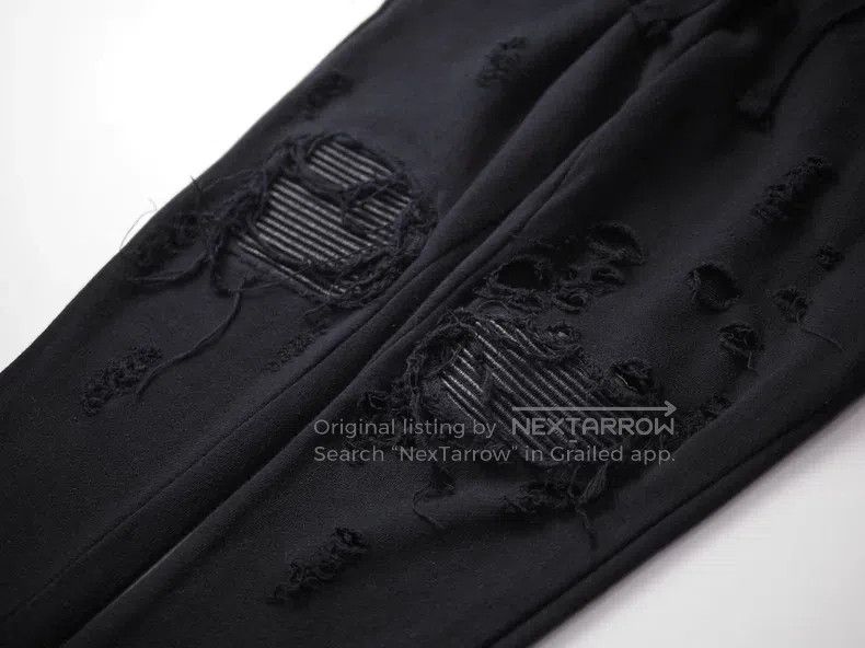 Amiri Amiri size XS Black destroyed leather patchwork sweatpants Size US 27 - 3 Thumbnail