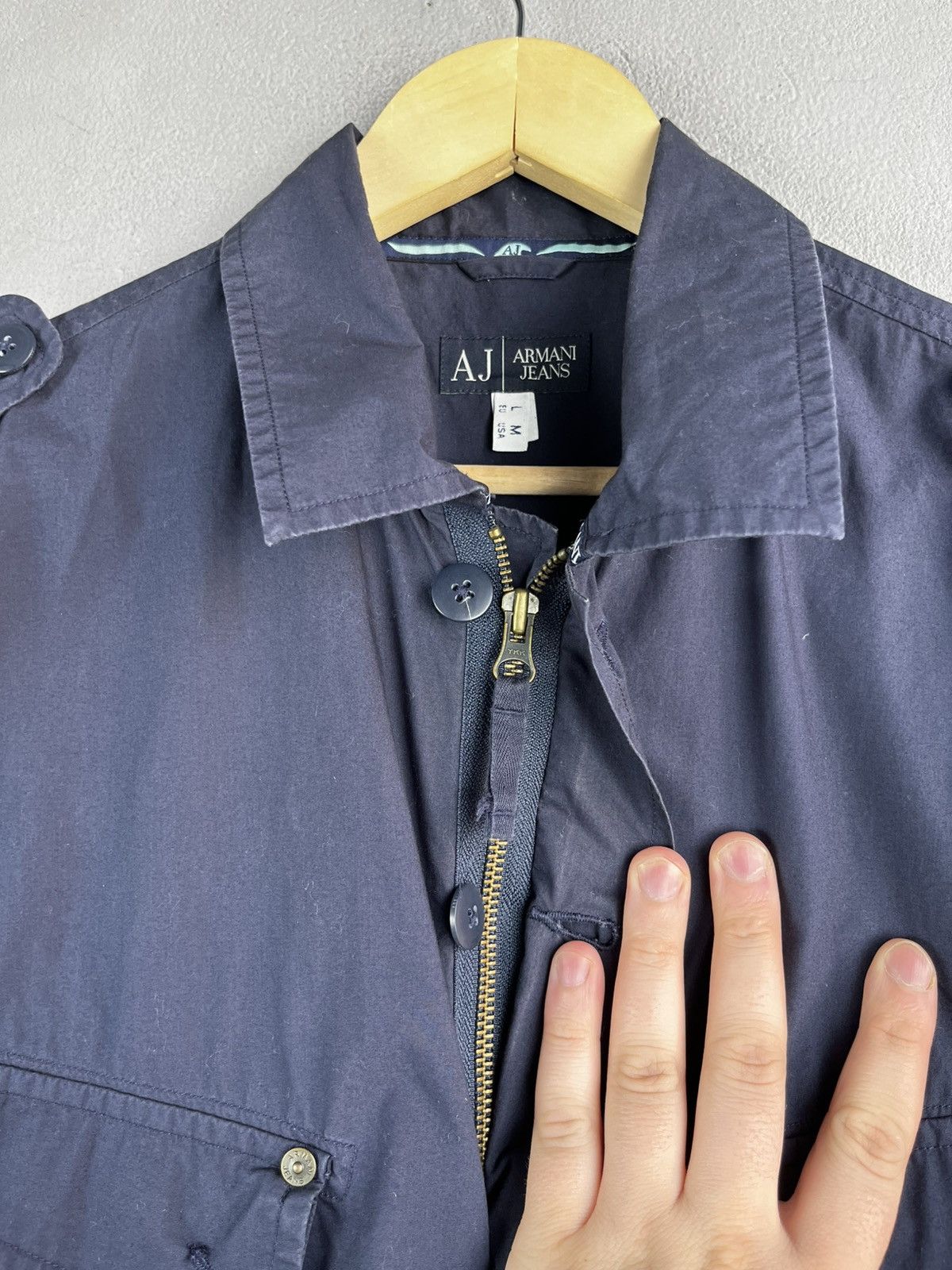 Giorgio Armani Armani Jeans Vintage Utility Military Navy Zip Shirt Size M Size US M / EU 48-50 / 2 - 12 Thumbnail