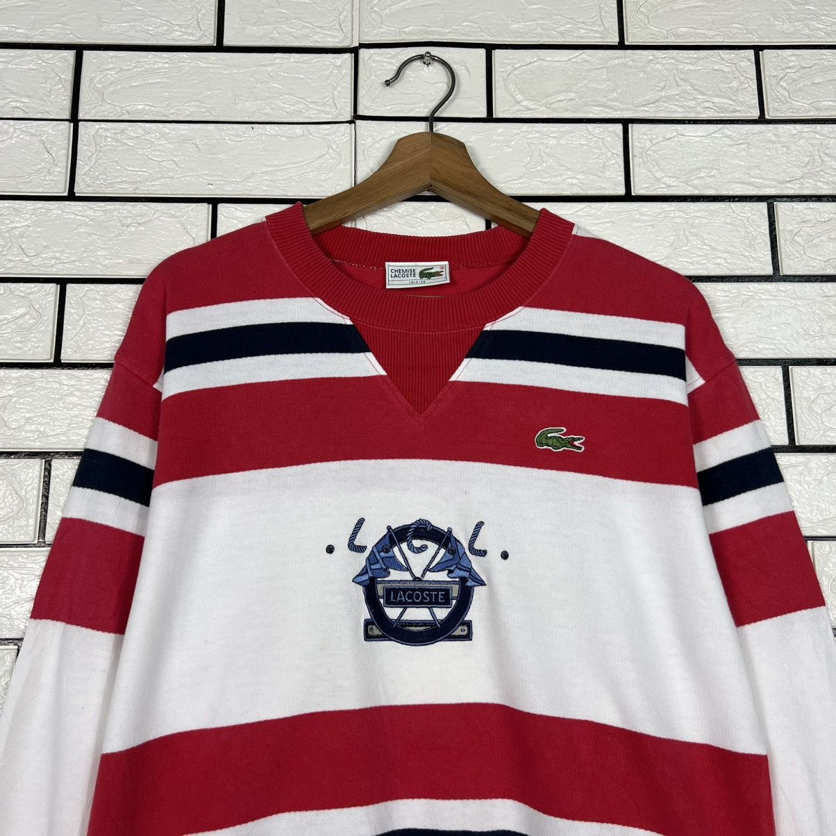 Lacoste CHEMISE LACOSTE Center Logo Striped Sweatshirt #4292-C195 Size US M / EU 48-50 / 2 - 2 Thumbnail