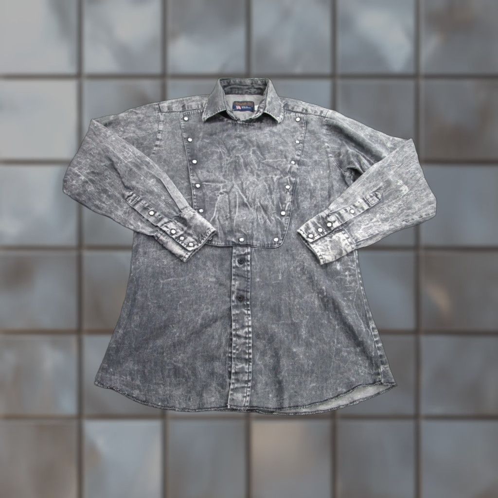 Vintage Panhandle Slim Men's Medium Gray Western Shirt Long Sleeve Snap Front Cotton Size US M / EU 48-50 / 2 - 1 Thumbnail