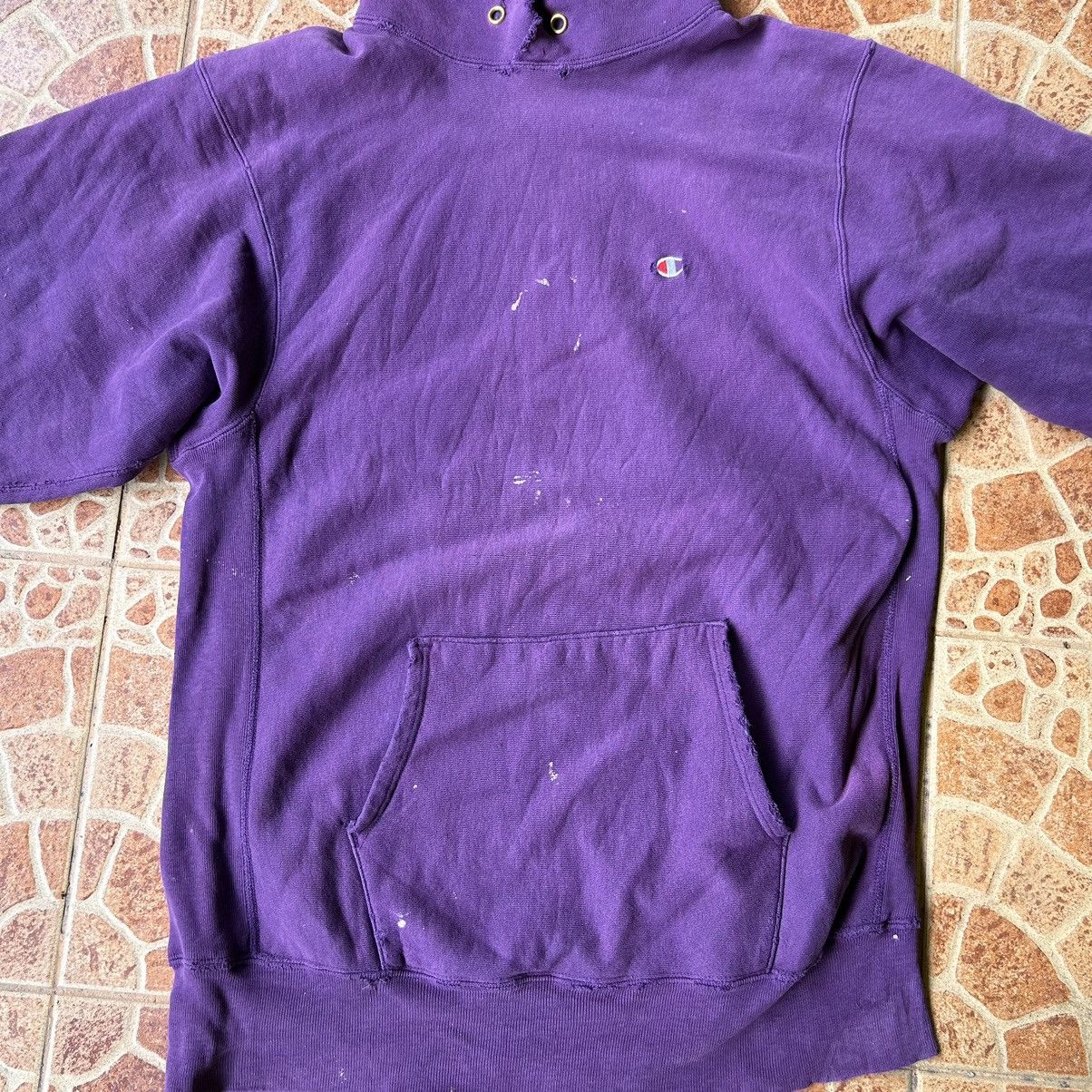 Champion Vintage Champion Distressed Paint Splash Baggy Hoodie Size US XL / EU 56 / 4 - 4 Thumbnail