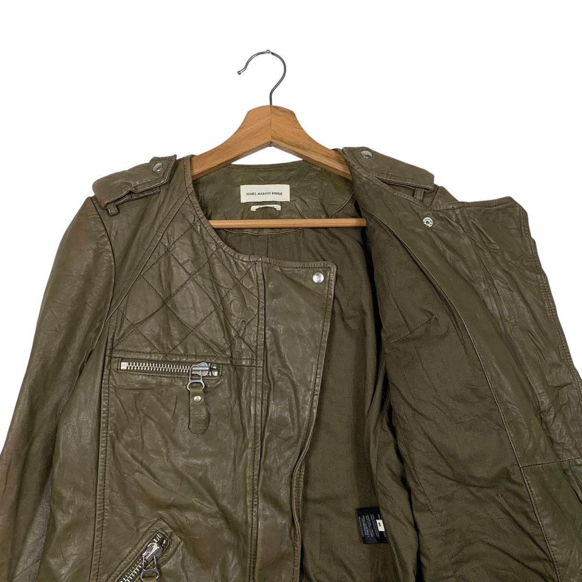 Isabel Marant Etoile Isabel Marant Etoile Olive Green Leather Jacket Size S / US 4 / IT 40 - 10 Thumbnail