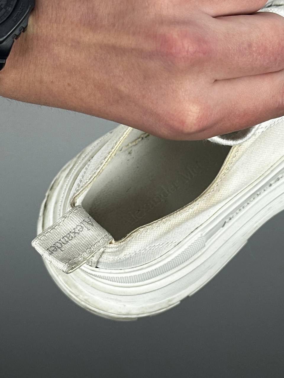 Alexander McQueen Alexander McQueen Tread Slick White Canvas Low Top Sneakers Size US 6 / IT 36 - 10 Thumbnail