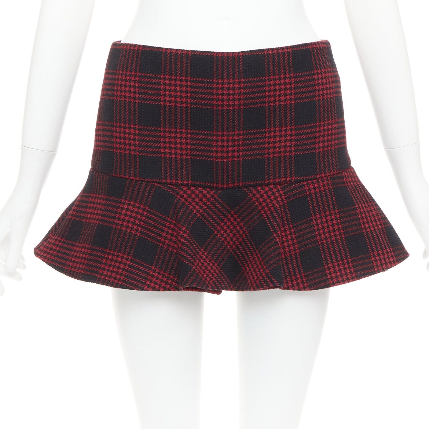 RED Valentino RED VALENTINO red black houndstooth checked flared mini skort IT38 XS Size 26" / US 2 / IT 38 - 1 Thumbnail