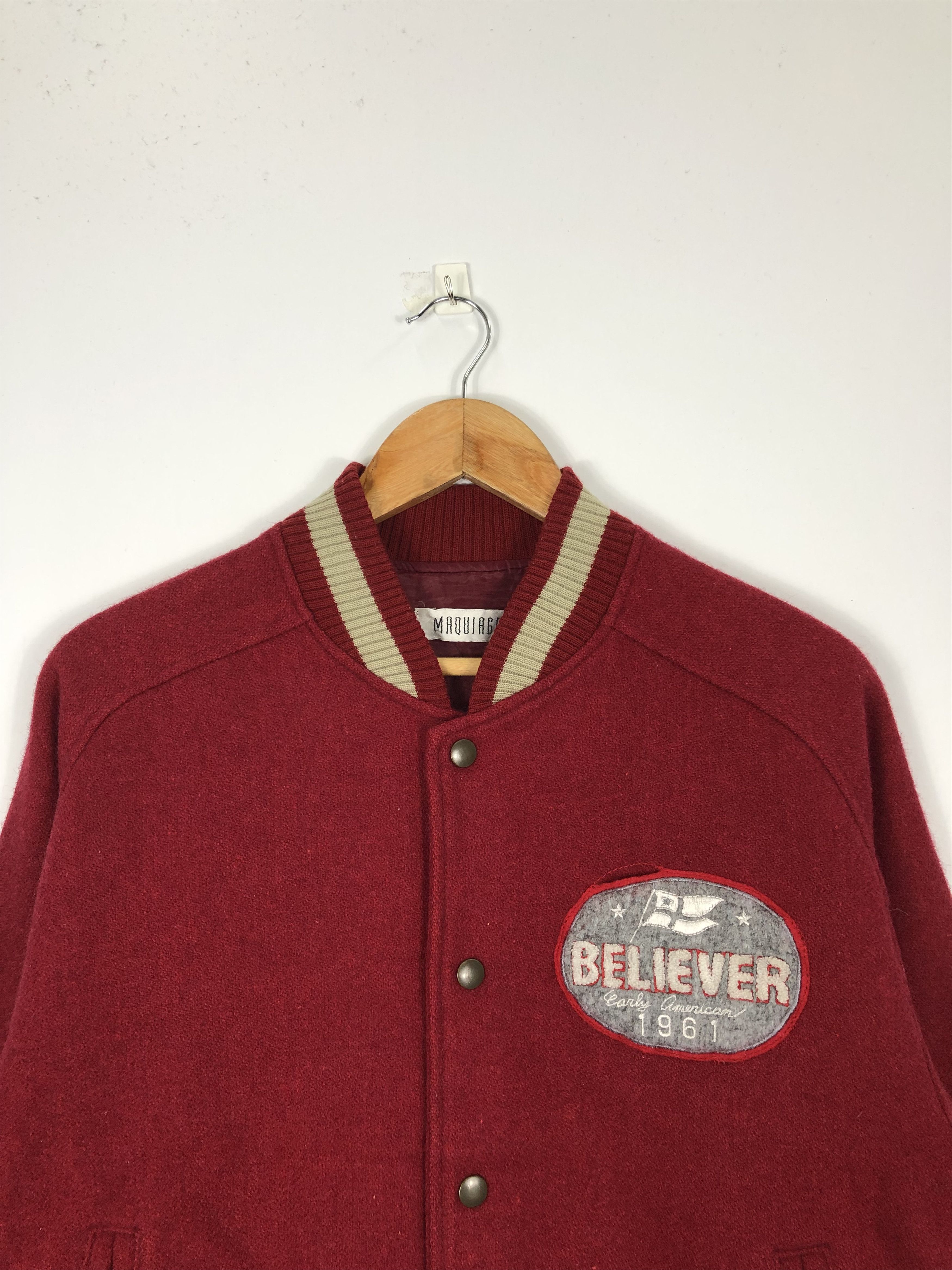 Japanese Brand Vintage 80s Varsity Jacket Red Made In Japan V0176 Size US L / EU 52-54 / 3 - 2 Thumbnail