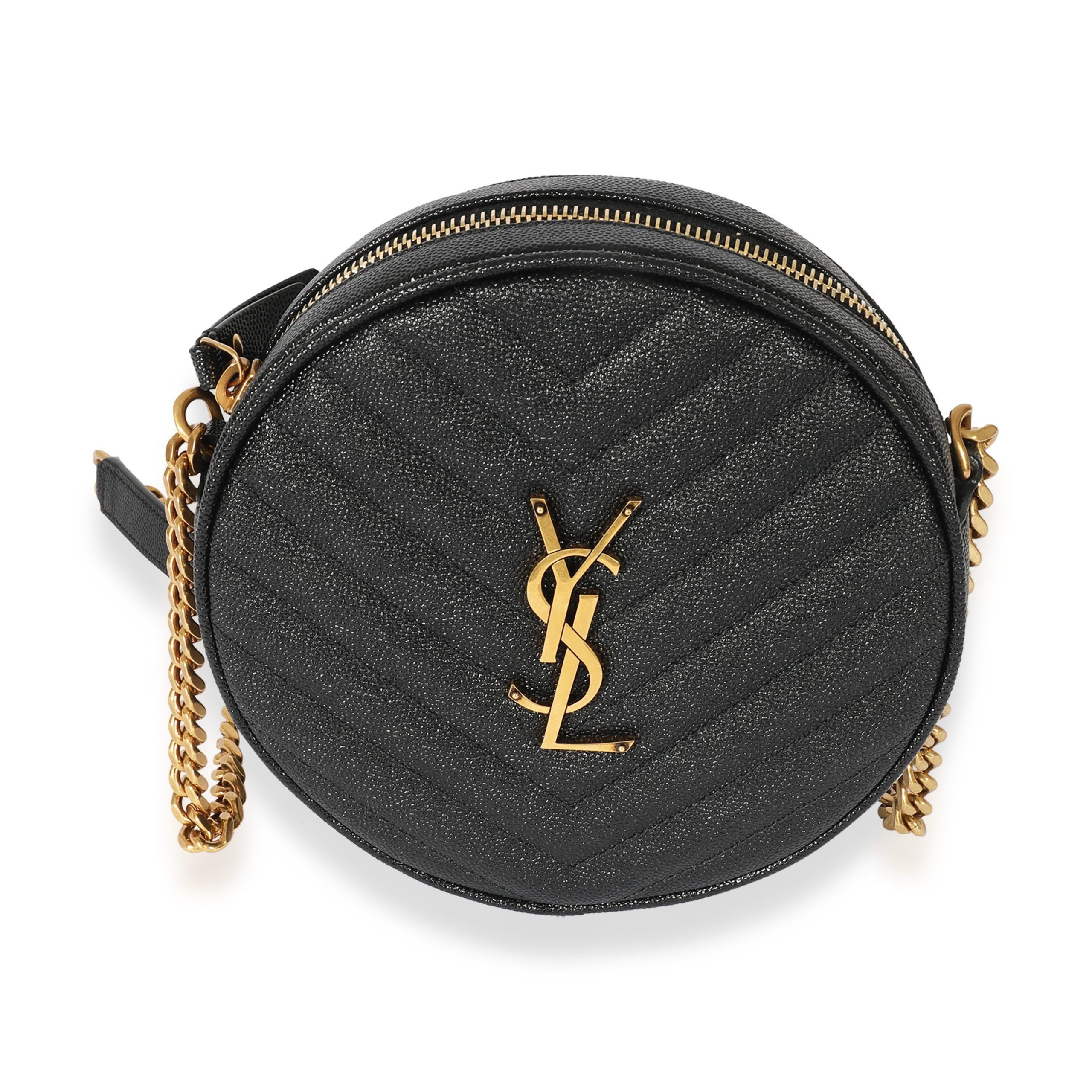 image of YVES Saint Laurent Grain De Poudre Vinyl Round Bag in Pink, Women's
