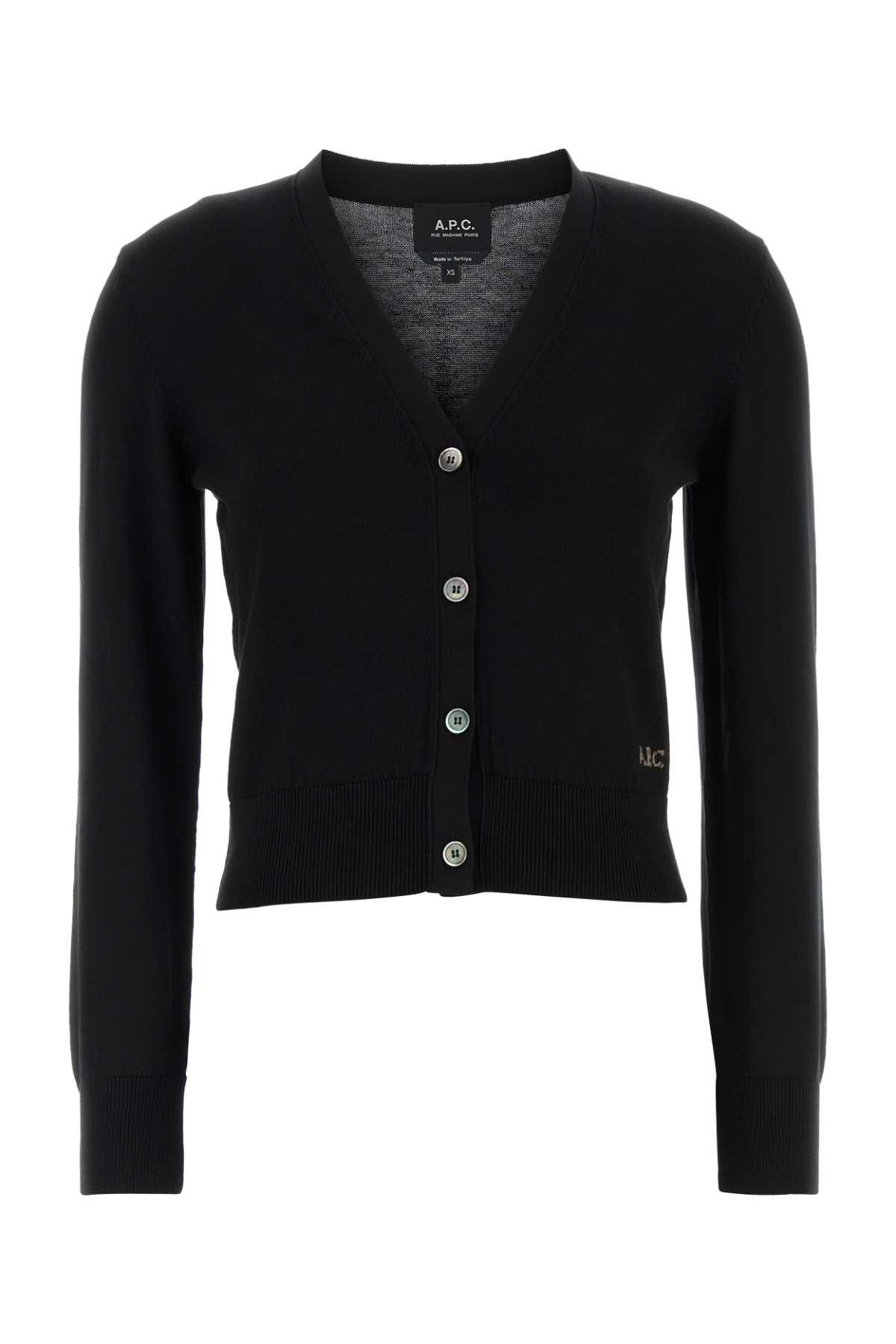 A.P.C. Black Cotton Cardigan Size L / US 10 / IT 46 - 1 Thumbnail