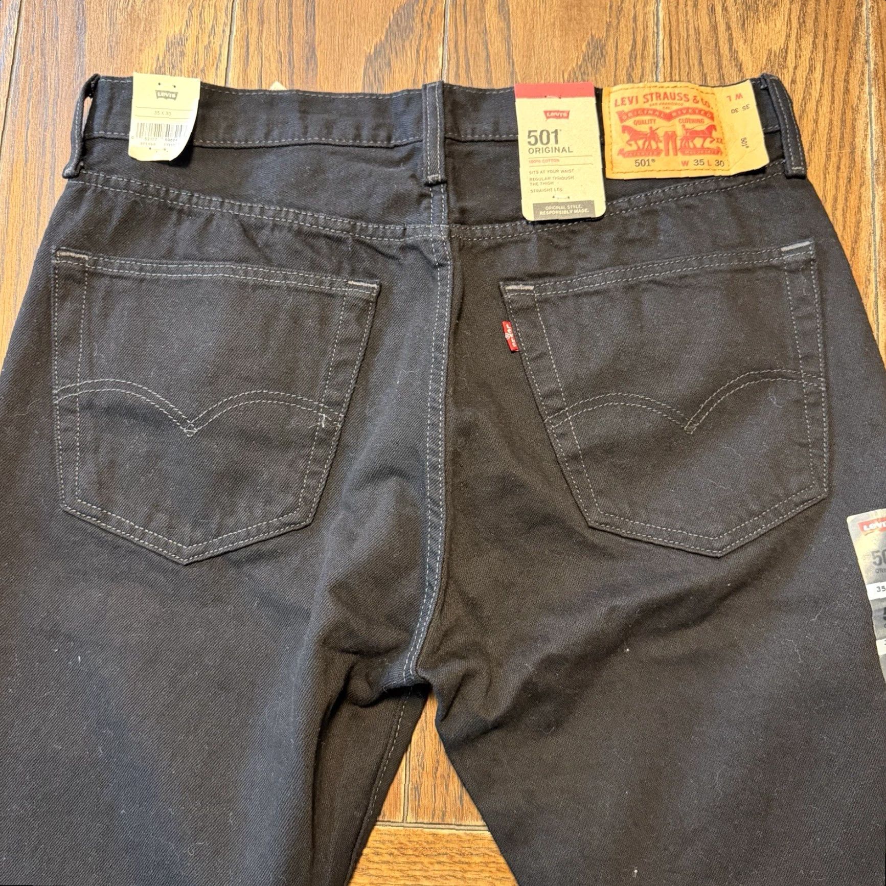 Levi's Levi's 501 Regular Button Fly Straight Jeans Men’s Size 35X30 Black New with Tags Size US 35 - 5 Thumbnail