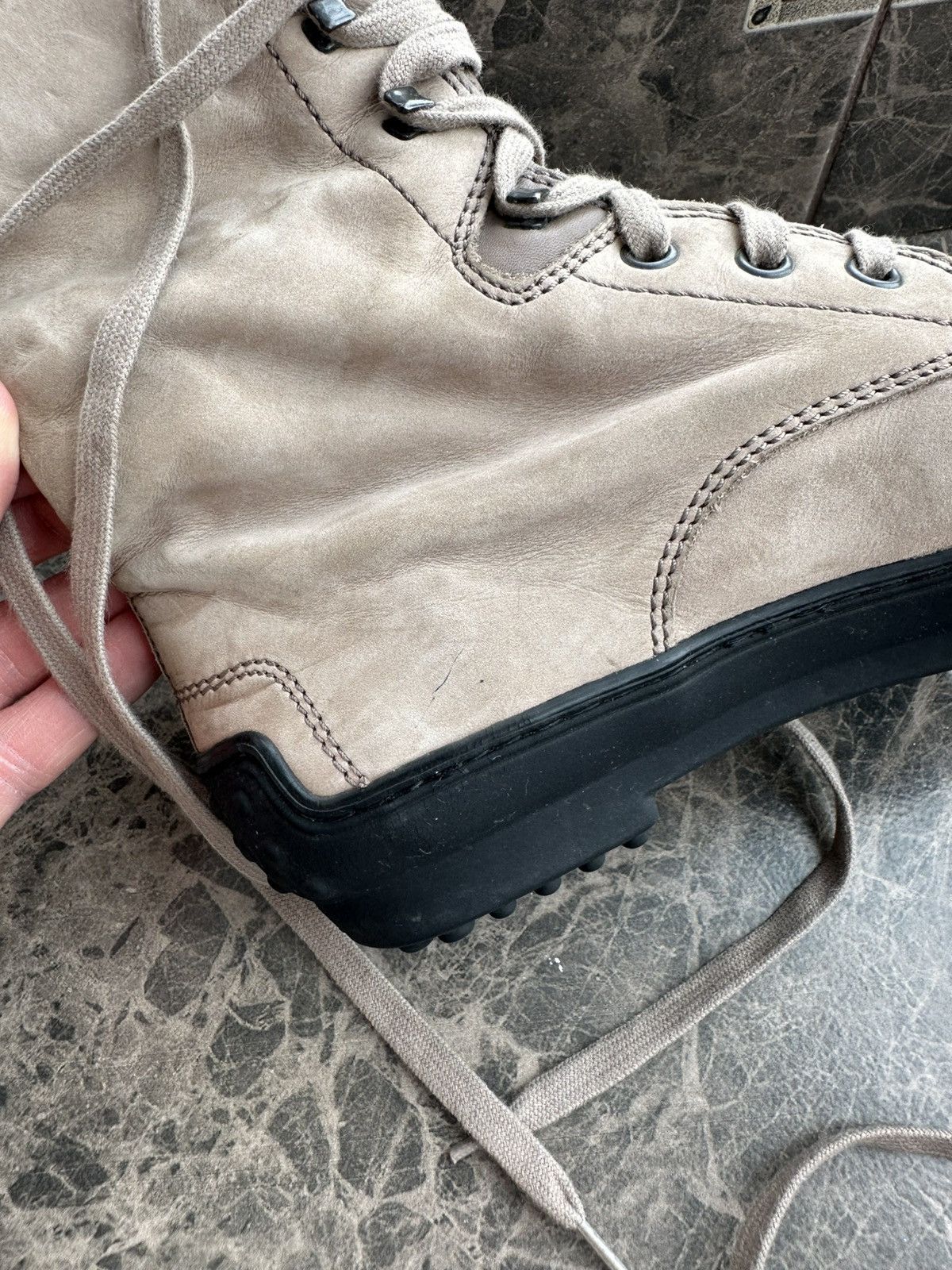 Tod's Tod’s Women’s Lace-Up Boots Beige Nubuck Leather Vibram Sole Size US 6.5 / IT 36.5 - 14 Thumbnail