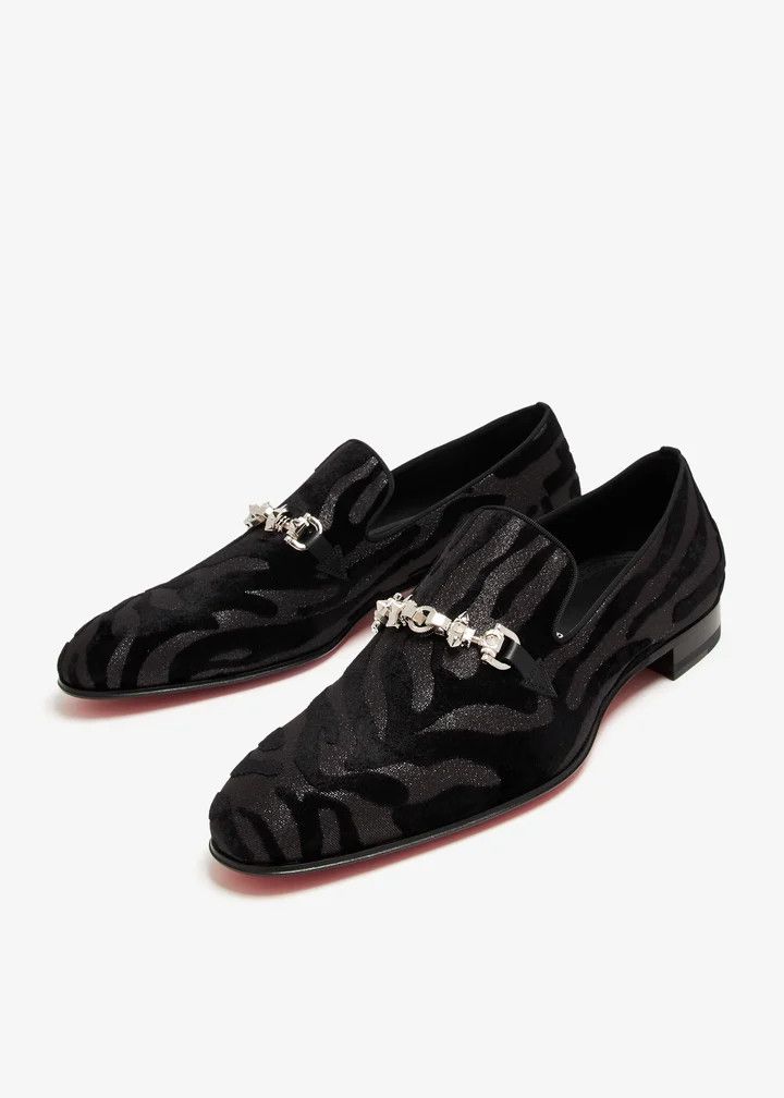Christian Louboutin os11x0526 Equiswing Velvet Loafers in Black Size US 10 / EU 43 - 5 Thumbnail
