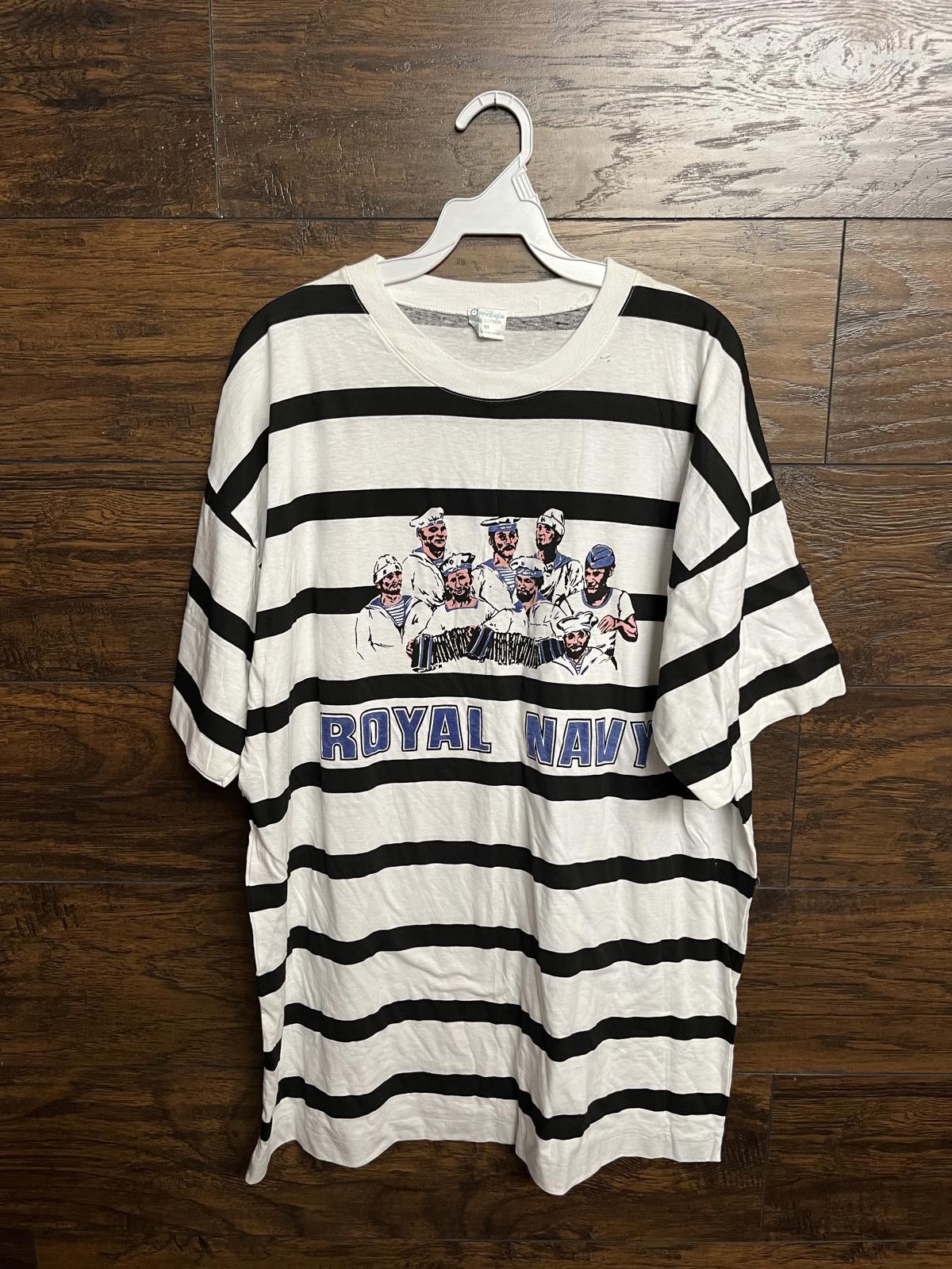 Designer Royal Navy Band T-shirt - Sailors Black White Striped Tee -M Size US M / EU 48-50 / 2 - 1 Thumbnail