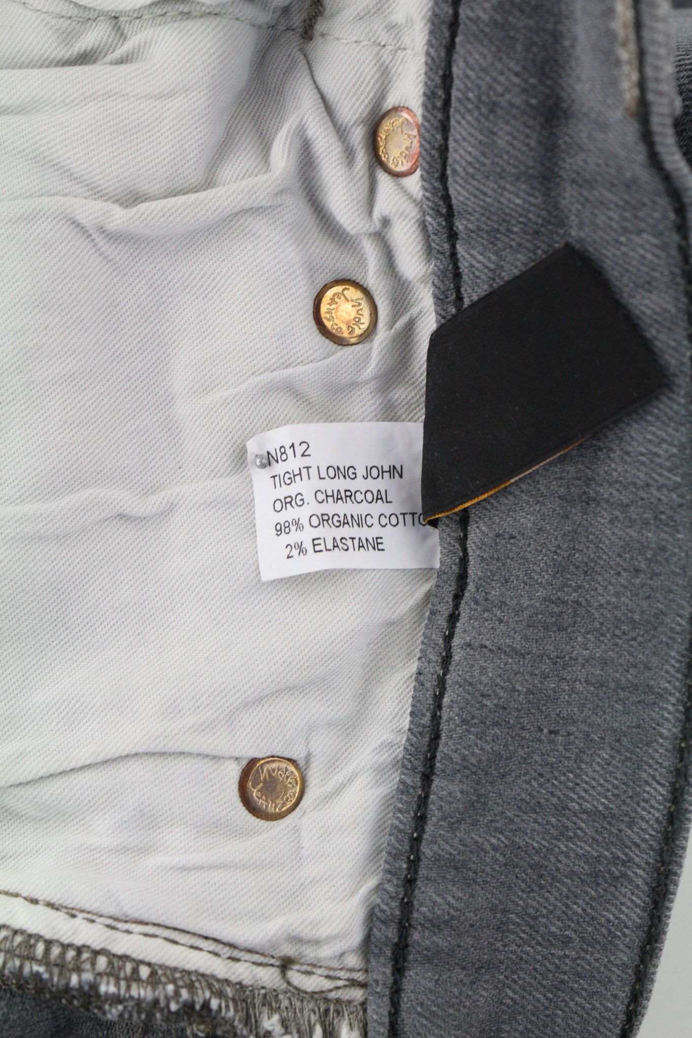 Nudie Jeans TIGHT LONG JOHN W29/L32 Organic Charcoal Logo Fit 80682 Size US 29 - 6 Thumbnail