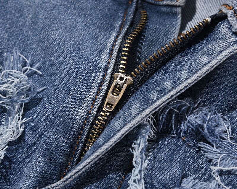 Japanese Brand × Vintage Retro Hole Ripped Distressed Straight Jeans Size US 29 - 6 Thumbnail
