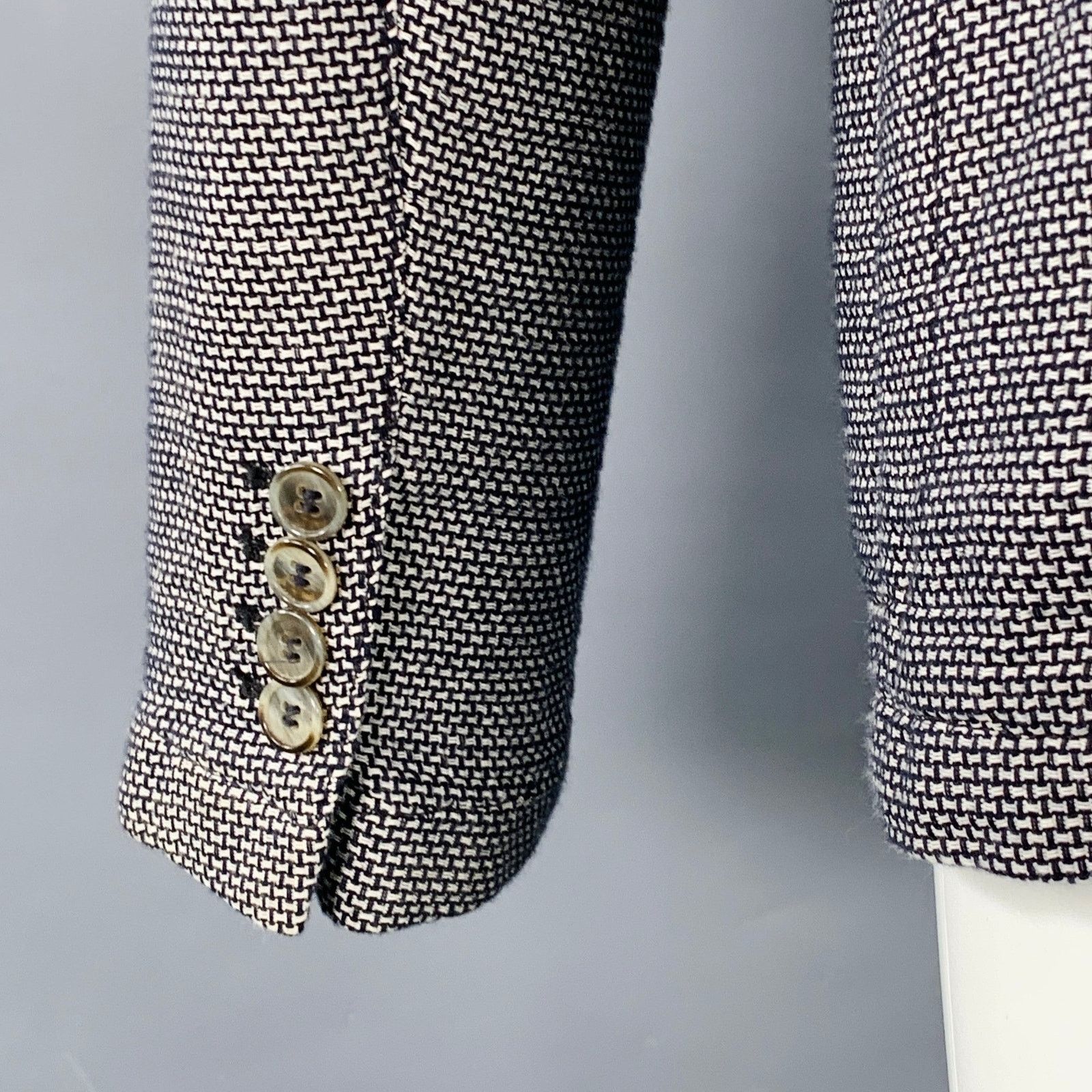 Armani Collezioni Size 40 Black White Textured Polyester Blend Sport Coat Size 40R - 5 Thumbnail