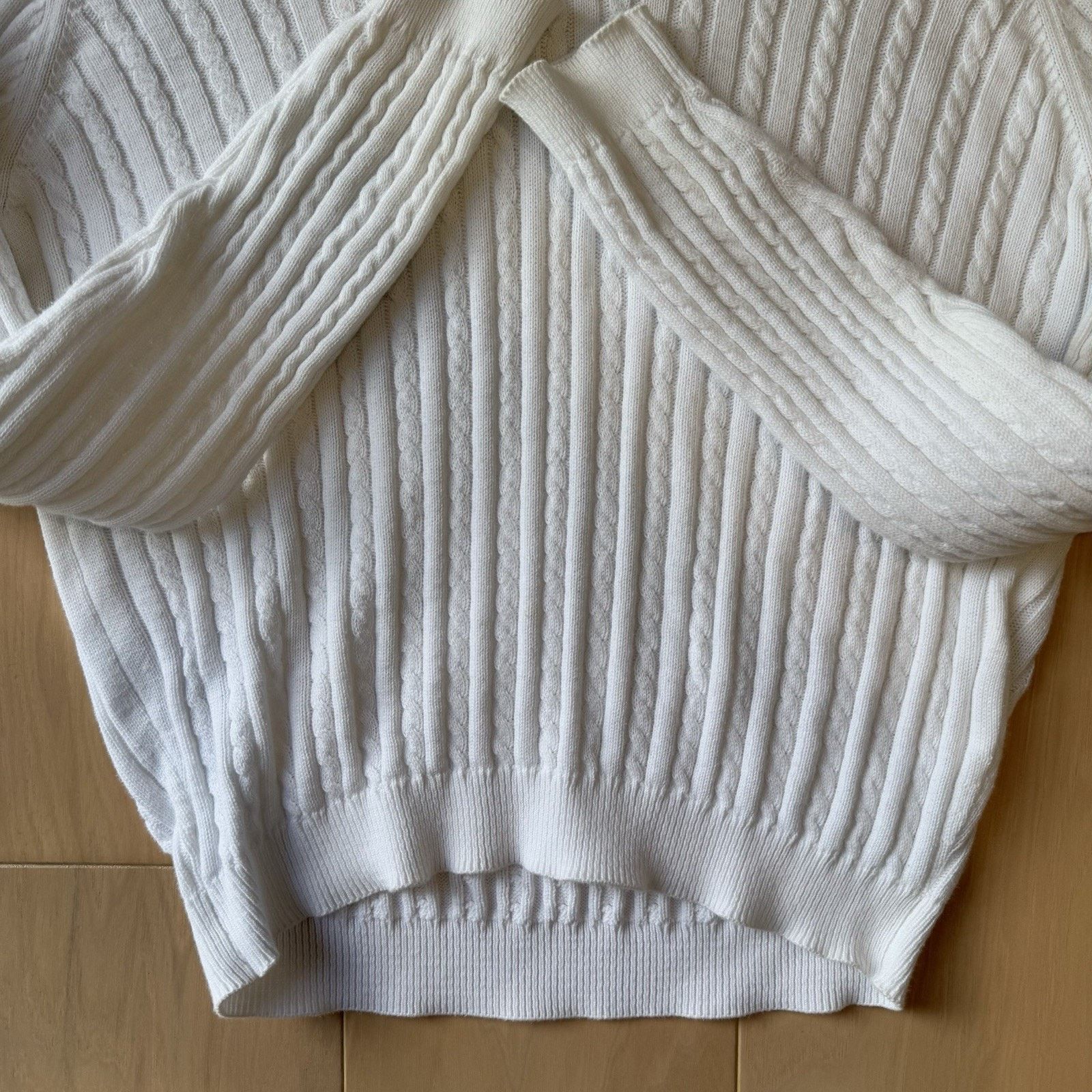 Barbour Barbour Cable Knit Sweater Women's 16 White Cotton Pullover Size XXL / US 16-18 / IT 52-54 - 5 Thumbnail