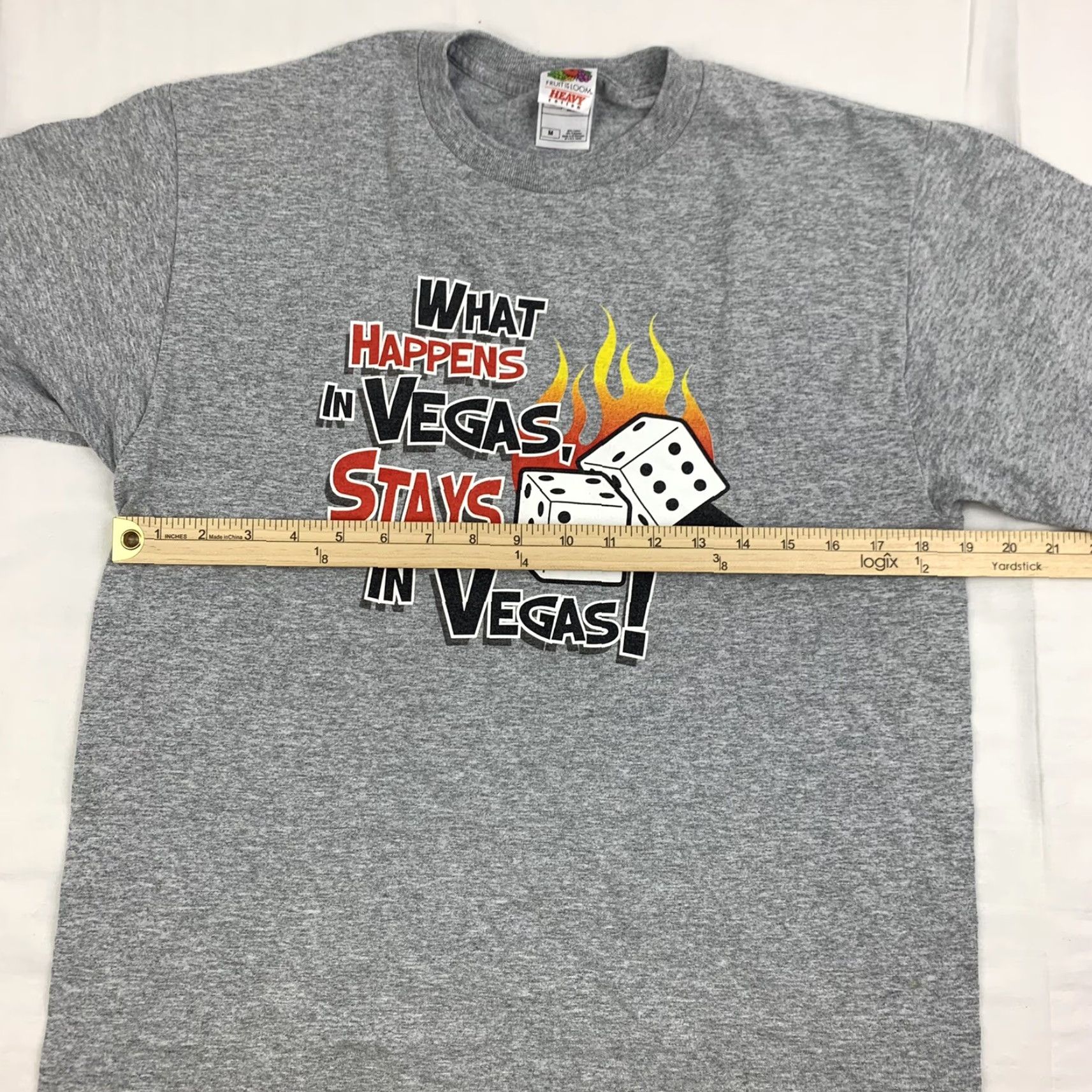 Fruit Of The Loom VINTAGE Las Vegas T Shirt Mens Adult M Gray What Happens In Vegas Stays In Vegas 90s Y2K Size US M / EU 48-50 / 2 - 6 Thumbnail