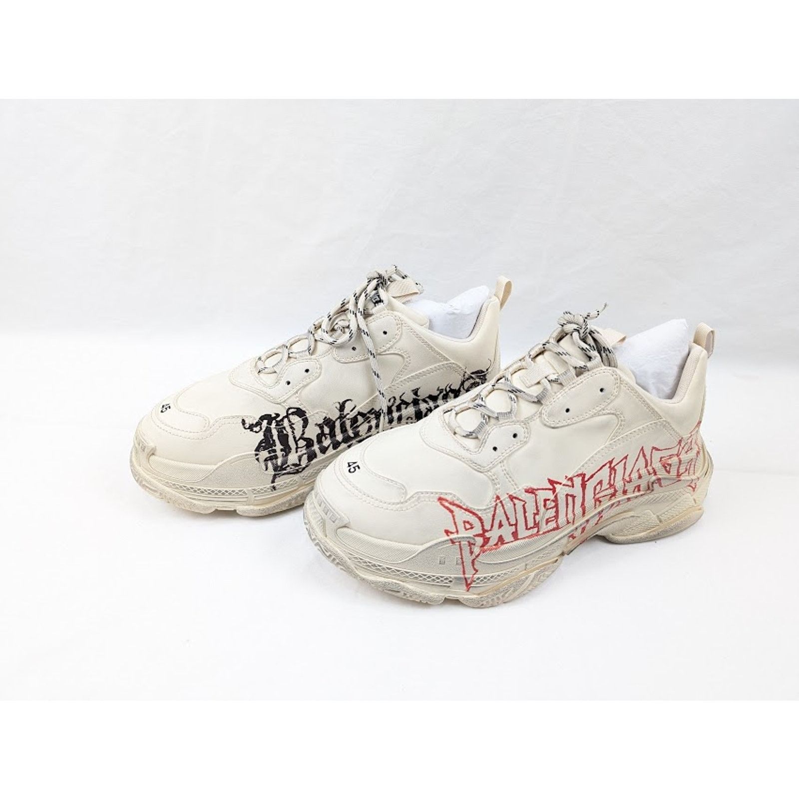 Balenciaga o1rshd1 Q:2 / Triple S Low-Top Sneakers in White/Red/Black Size US 10 / EU 43 - 20 Thumbnail