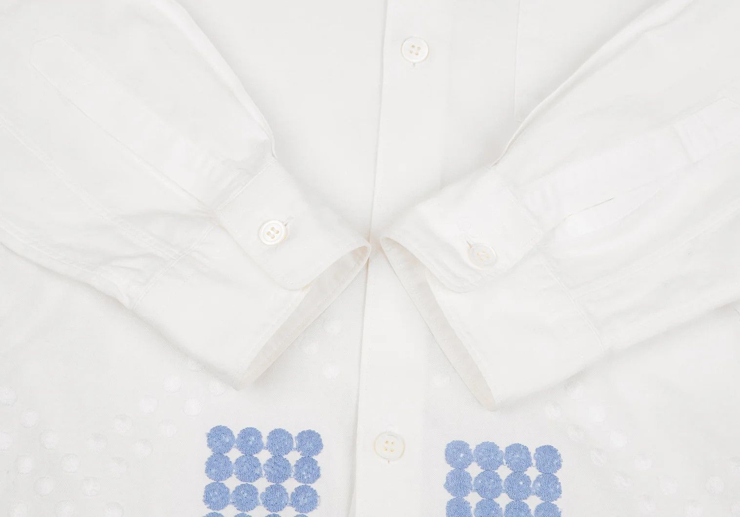 Comme des Garcons Homme Plus Dot Embroidered Long Sleeve No-Collar Shirt Off Blue M Size US M / EU 48-50 / 2 - 10 Thumbnail