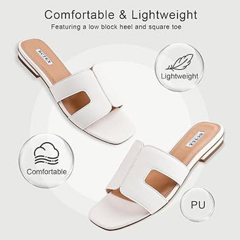 Other Bctex Women's 7 White Faux Leather Open Toe Mule Sandals Size US 7 / IT 37 - 3 Thumbnail
