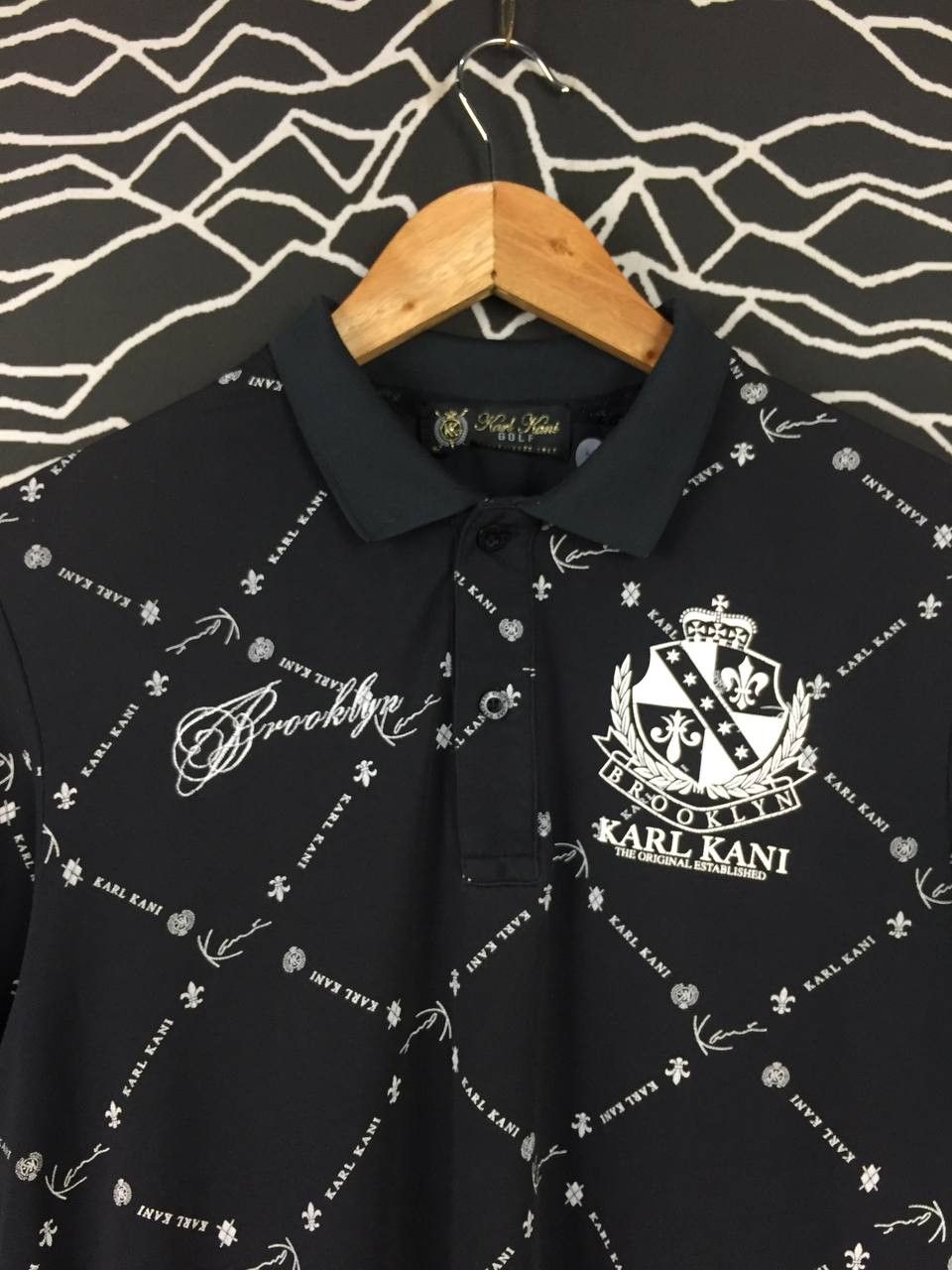 Karl Kani Vtg Karl Kani Golf Brooklyn Patterned Polo Tee Size US M / EU 48-50 / 2 - 7 Thumbnail