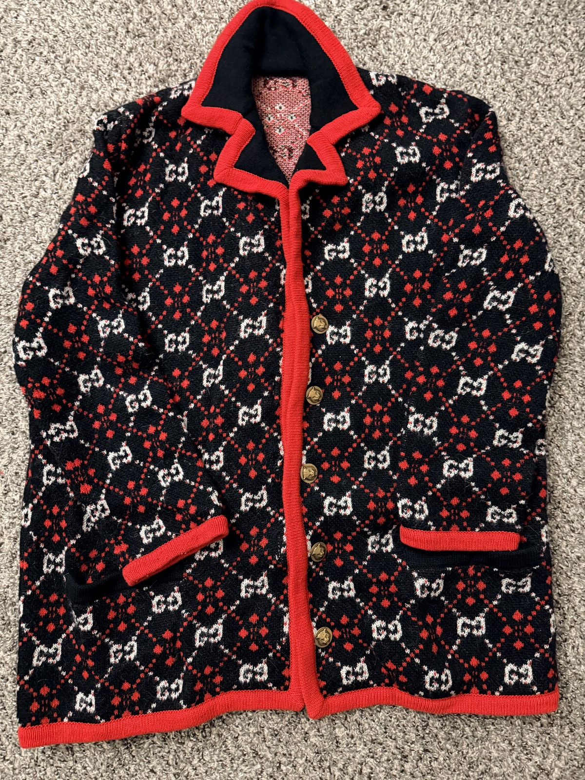 Gucci Gucci Multi Colored Diamond GG Logo Pattern Cardigan Sweater Size M / US 6-8 / IT 42-44 - 4 Thumbnail