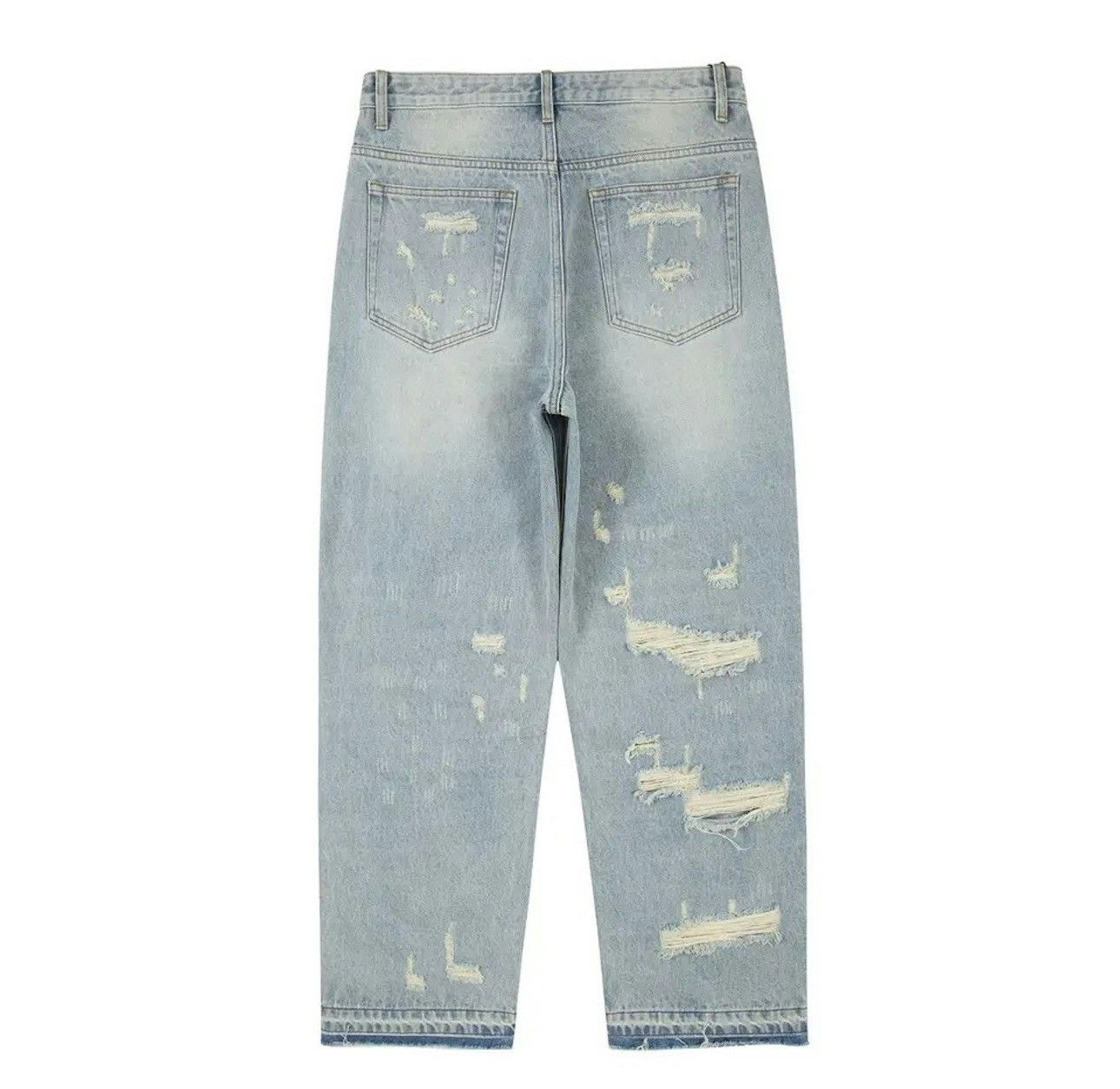 Washed Blue Oversized Torn Jeans