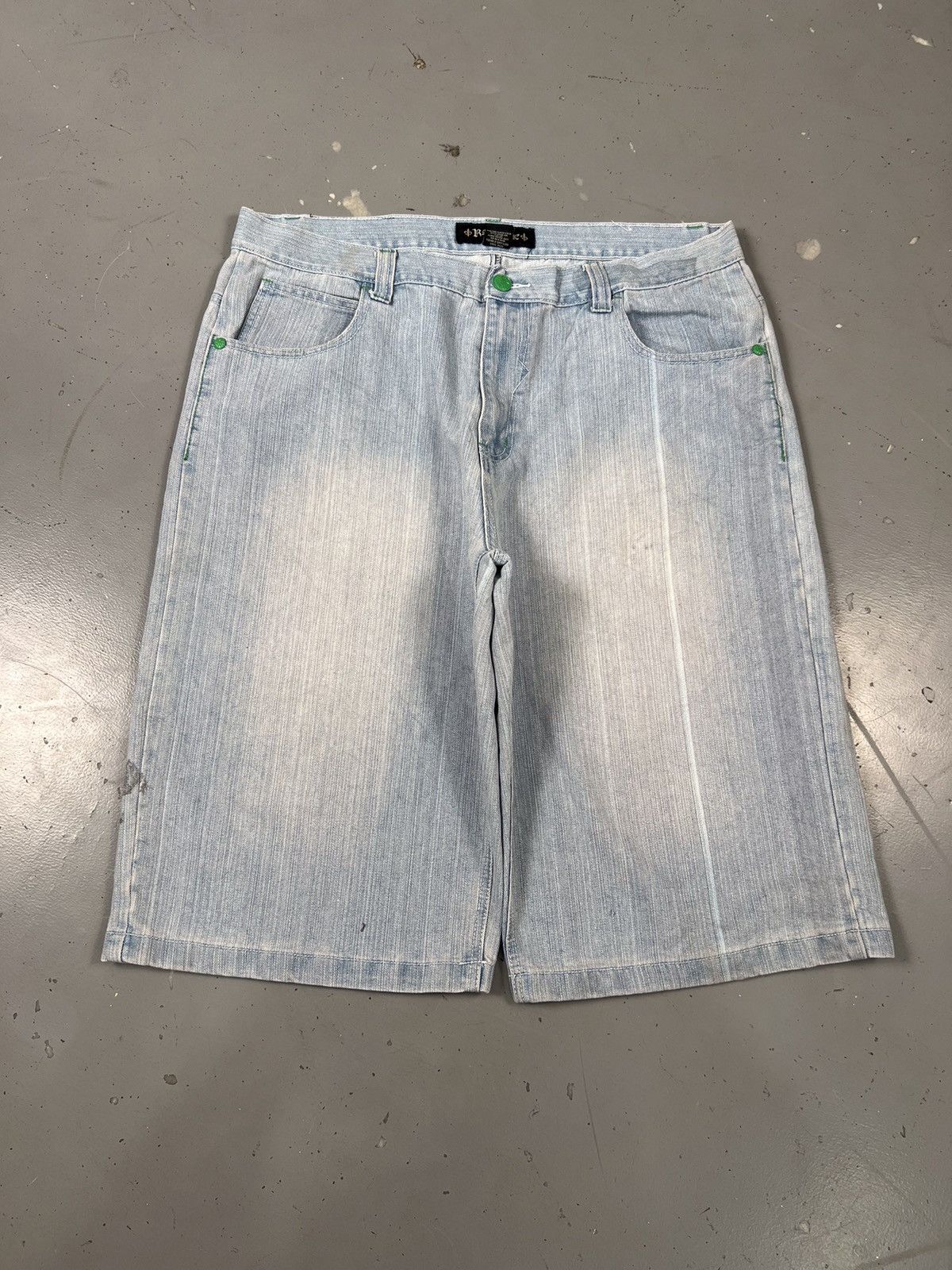 Vintage Vintage raw blue crazy patterns printed denim jort Size US 40 / EU 56 - 2 Thumbnail