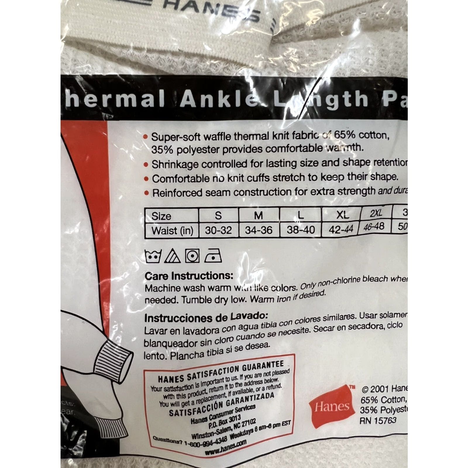 Hanes VINTAGE Hanes Thermal Ankle Pant Size L Men Regular Gray Cotton/Poly Blend 2001 NOS Pants Shoe? Size US 33 - 6 Thumbnail
