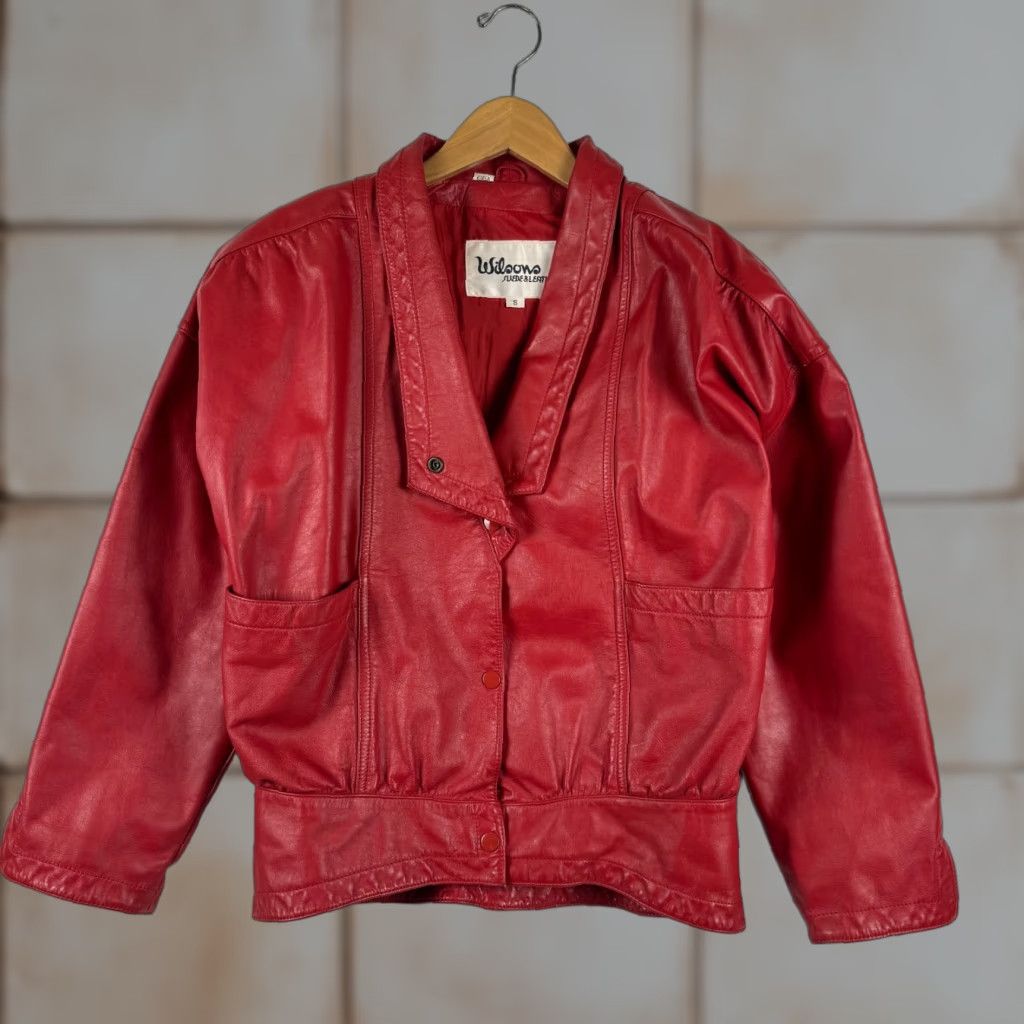 Vintage VINTAGE Wilsons Leather Motorcycle Jacket Womens Small Red Leather Moto 80s 90s Size S / US 4 / IT 40 - 1 Thumbnail