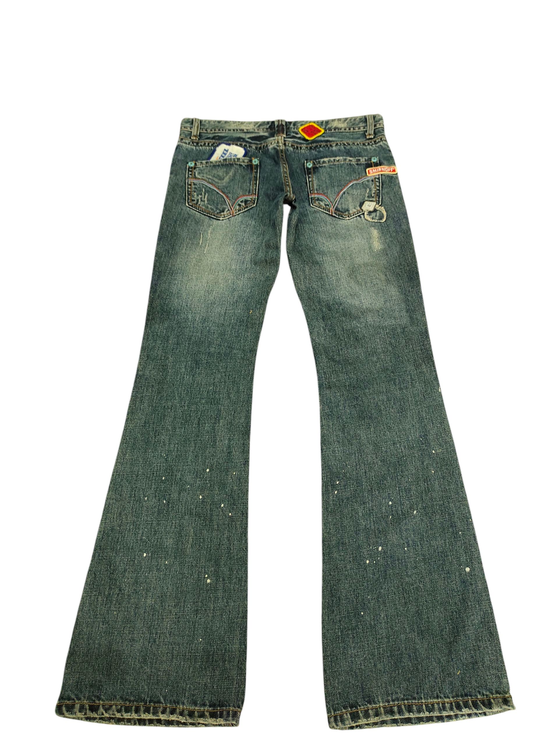 Flare Jeans Back Number Patches Clawmark Distress Bootcut