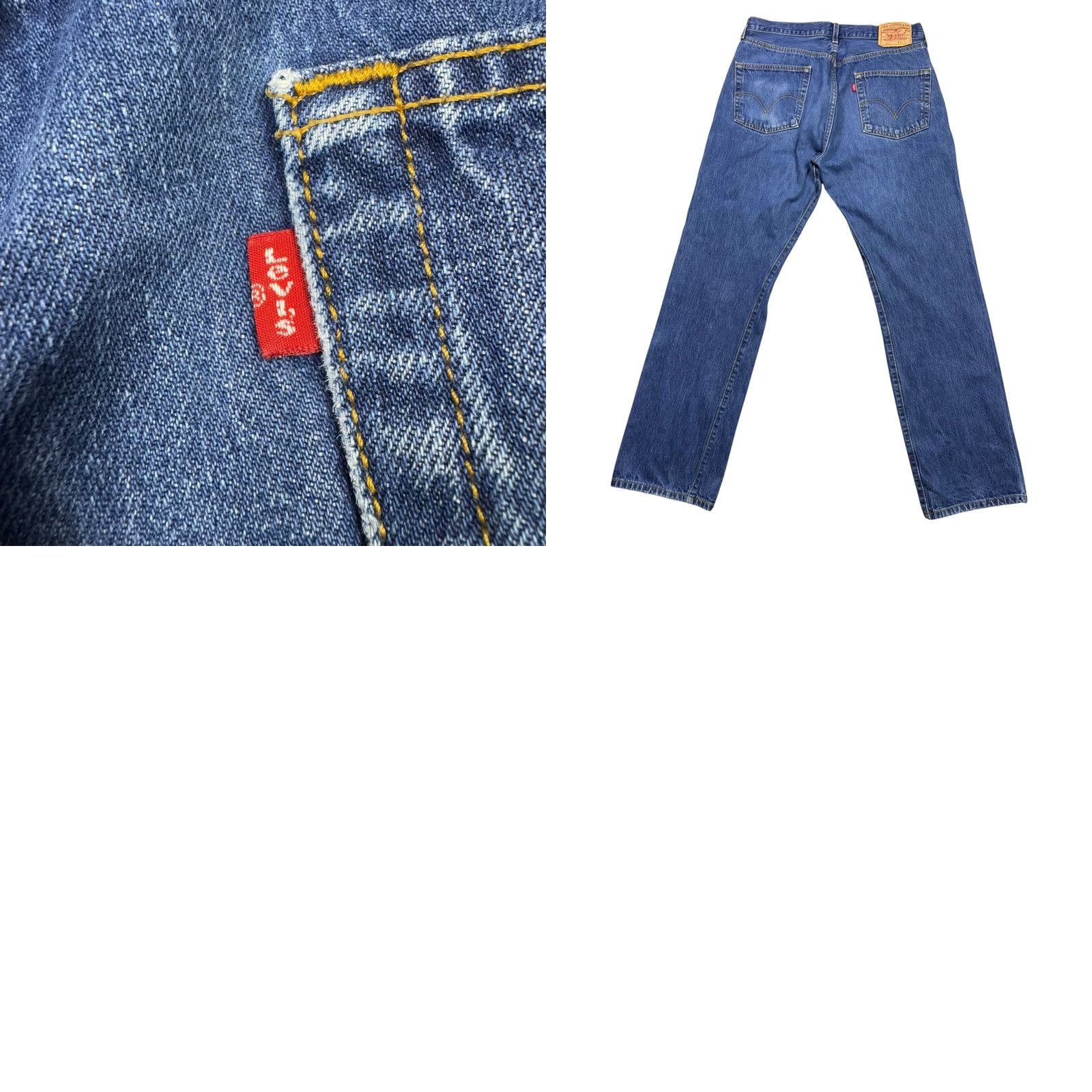 Levi's VINTAGE Levi's 501XX Jeans Men's 36x34 Straight Button Fly Distressed Grunge Blue Denim Five Pocket Jeans Mens Classic Straight Fit Size US 36 / EU 52 - 9 Thumbnail