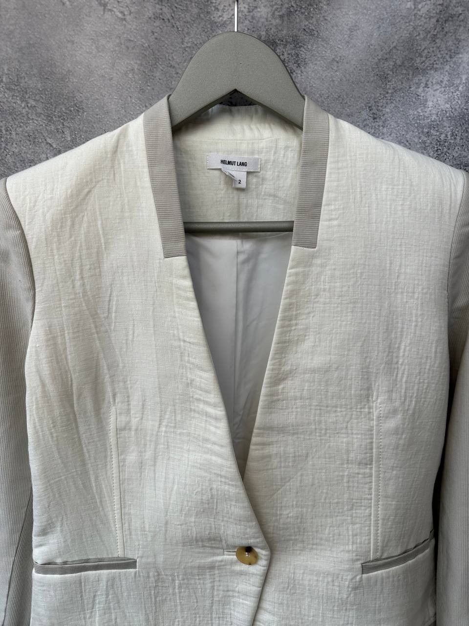 Helmut Lang × Japanese Brand Helmut Lang Textured Blazer Linen Blend One Button Jacket Size XS / US 0-2 / IT 36-38 - 5 Thumbnail