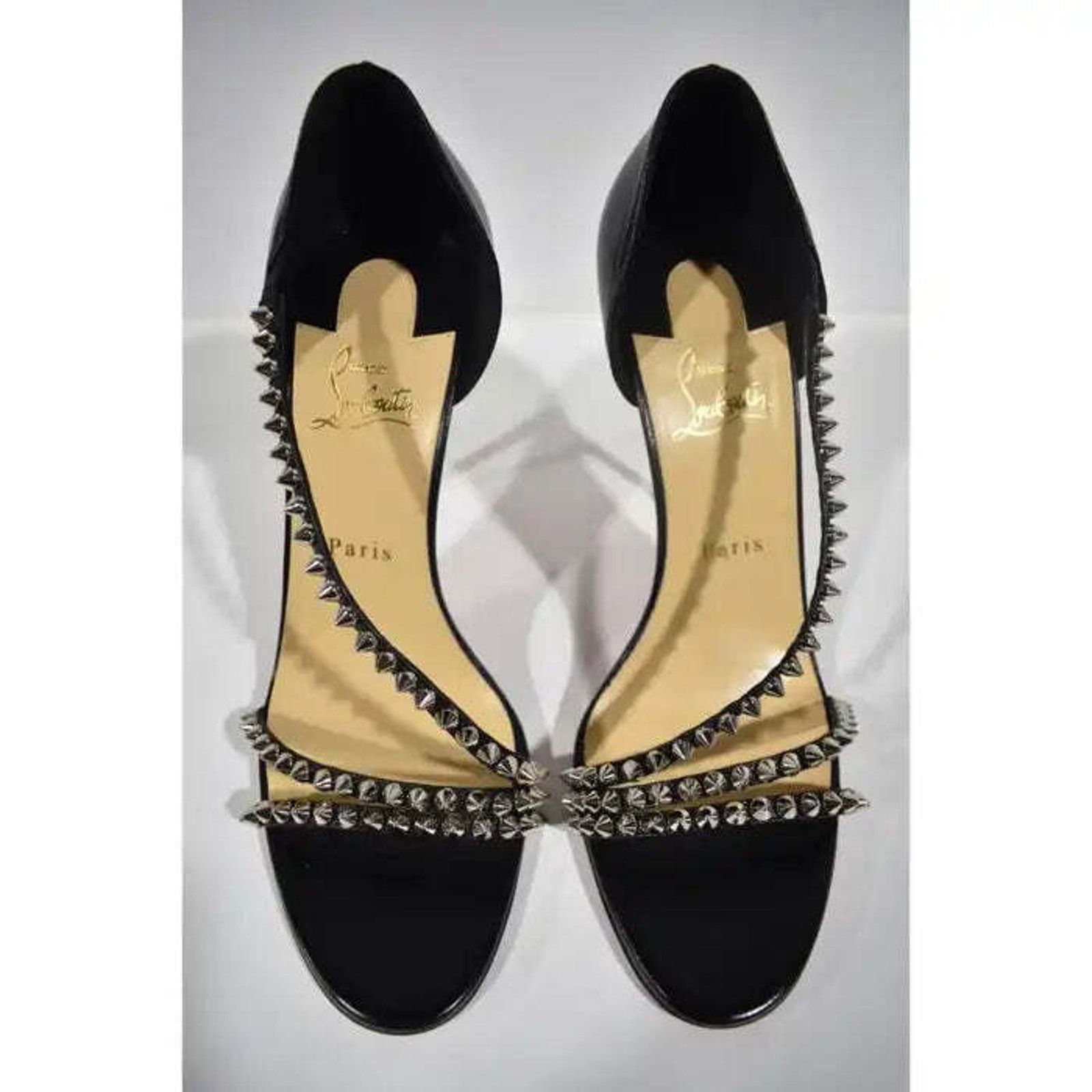 Christian Louboutin So Spike 100 Black Silver Ankle Strap Sandal Heel Pump 41 Size US 11 / IT 41 - 7 Thumbnail