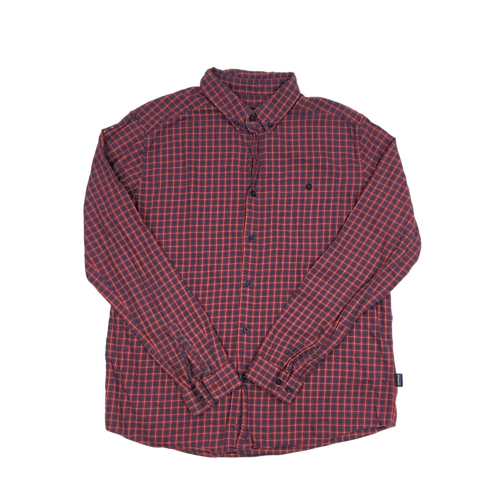 Patagonia Organic Cotton Plaid Button Up Shirt Red Navy